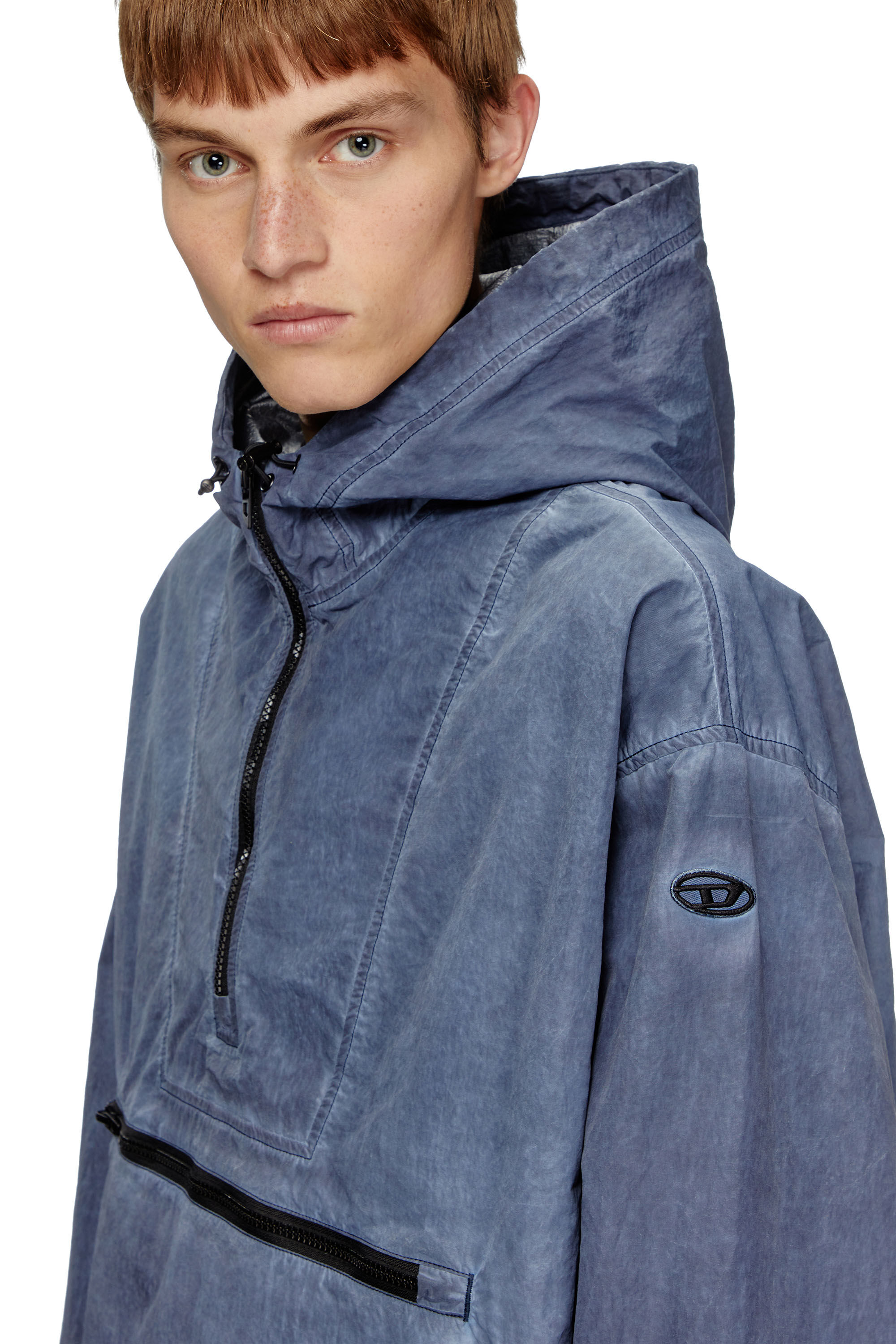 Diesel - J-NOODE-A, Chaqueta anorak con capucha plegable Hombre in Azul marino - 4