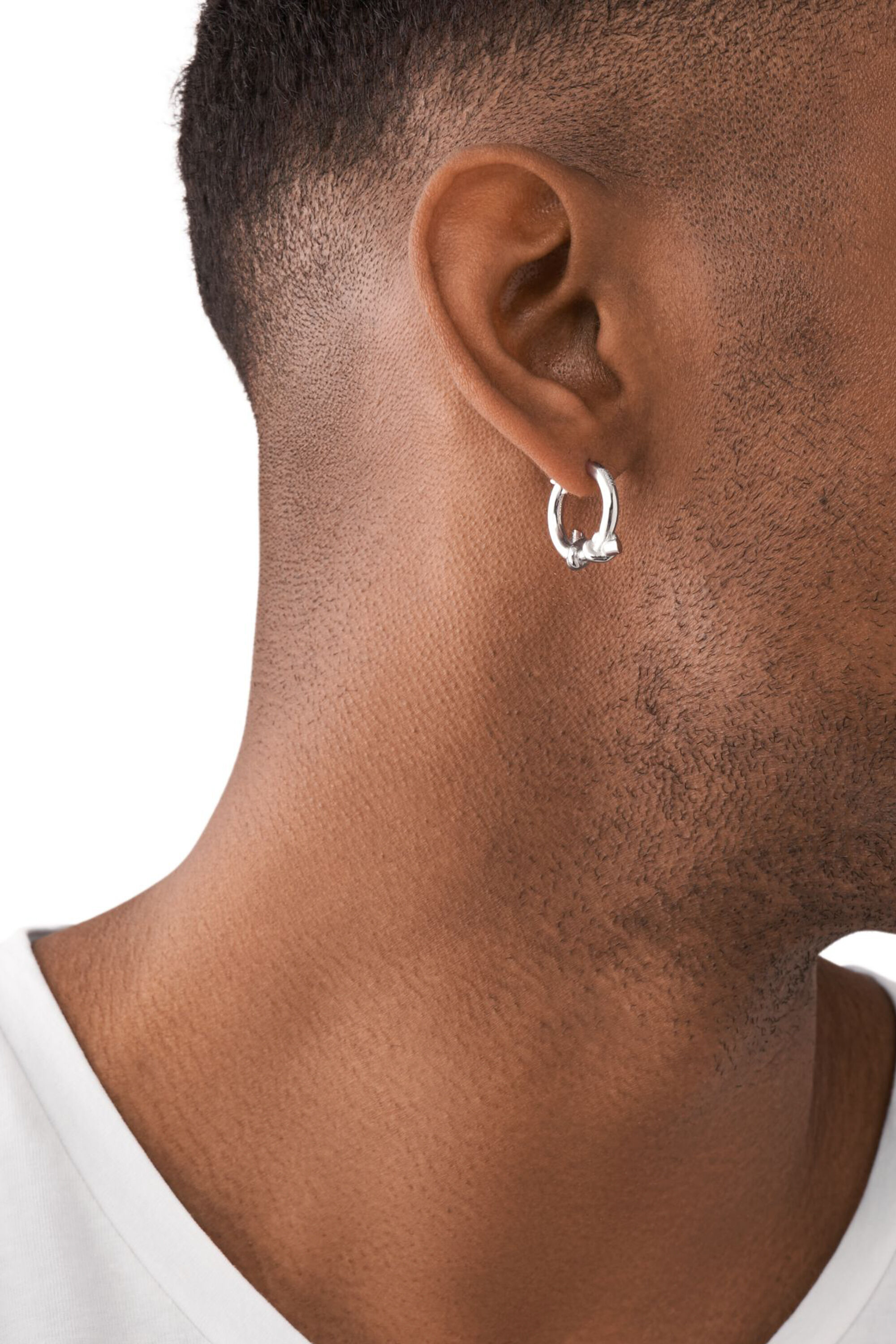 Women's Stainless Steel single hoop knot earring | Silver