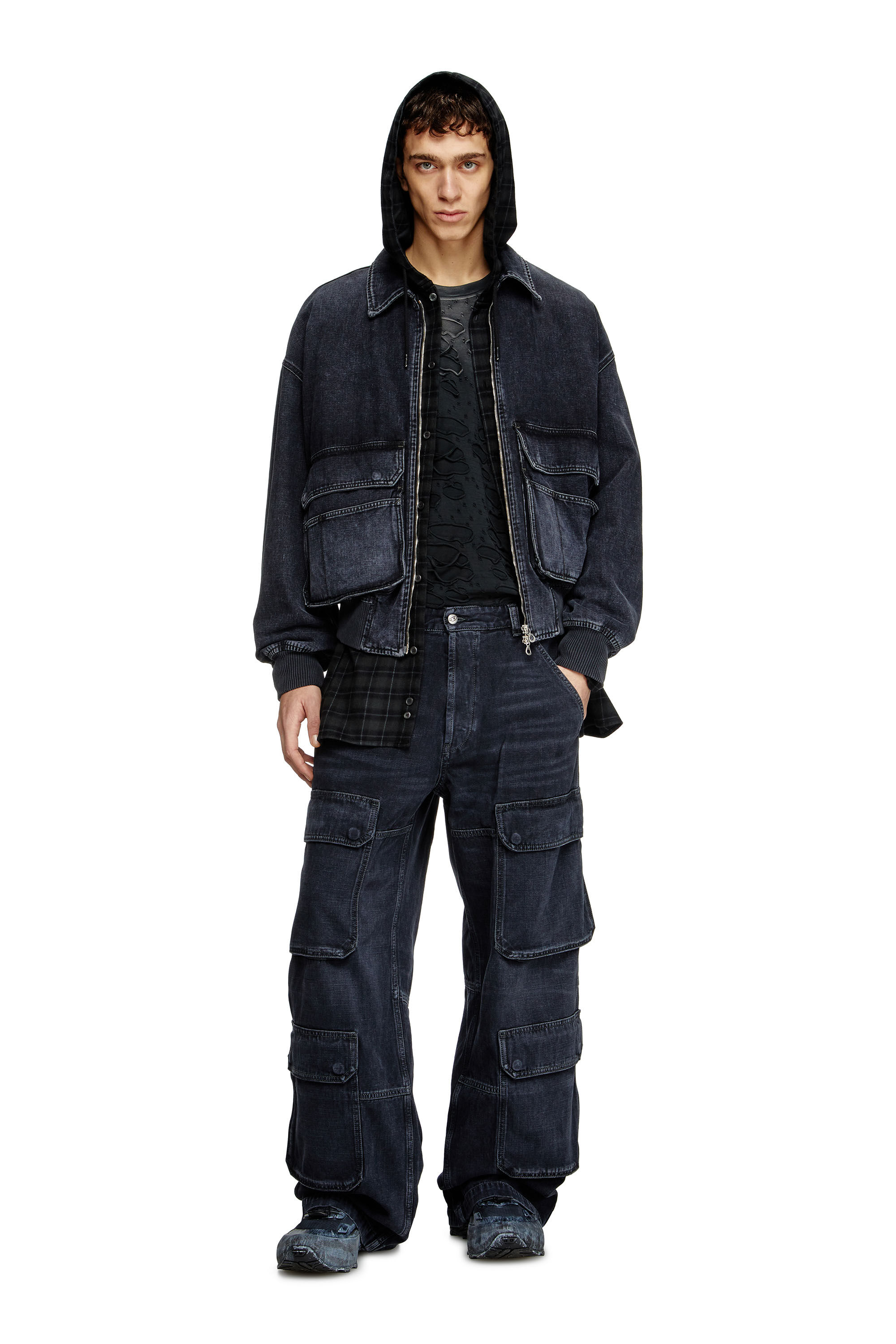 Diesel - Relaxed Jeans D-Touch 007Z9 Hombre, Negro/Gris oscuro - 1