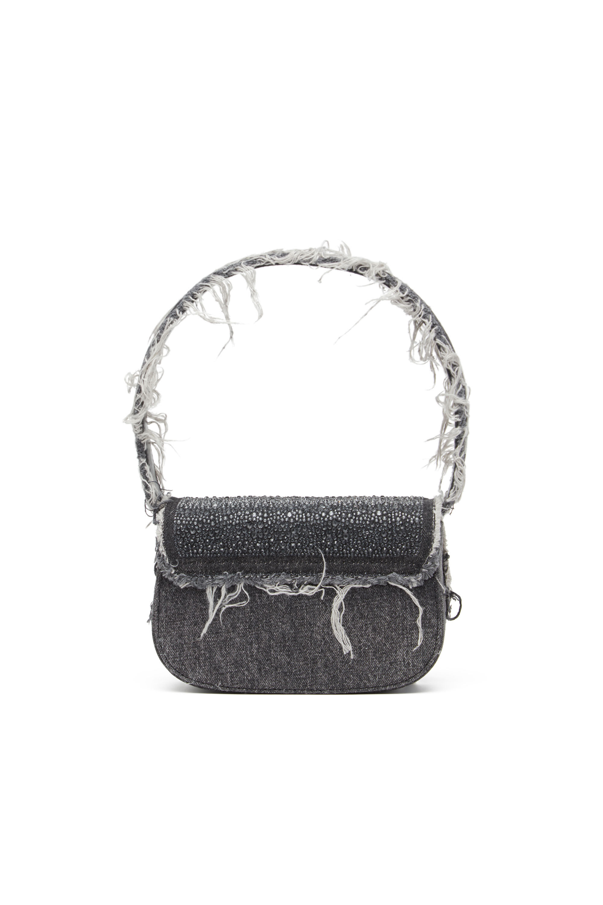 Diesel - 1DR, 1DR-Bolso de hombro icónico de denim con cristales Mujer in Negro - 3