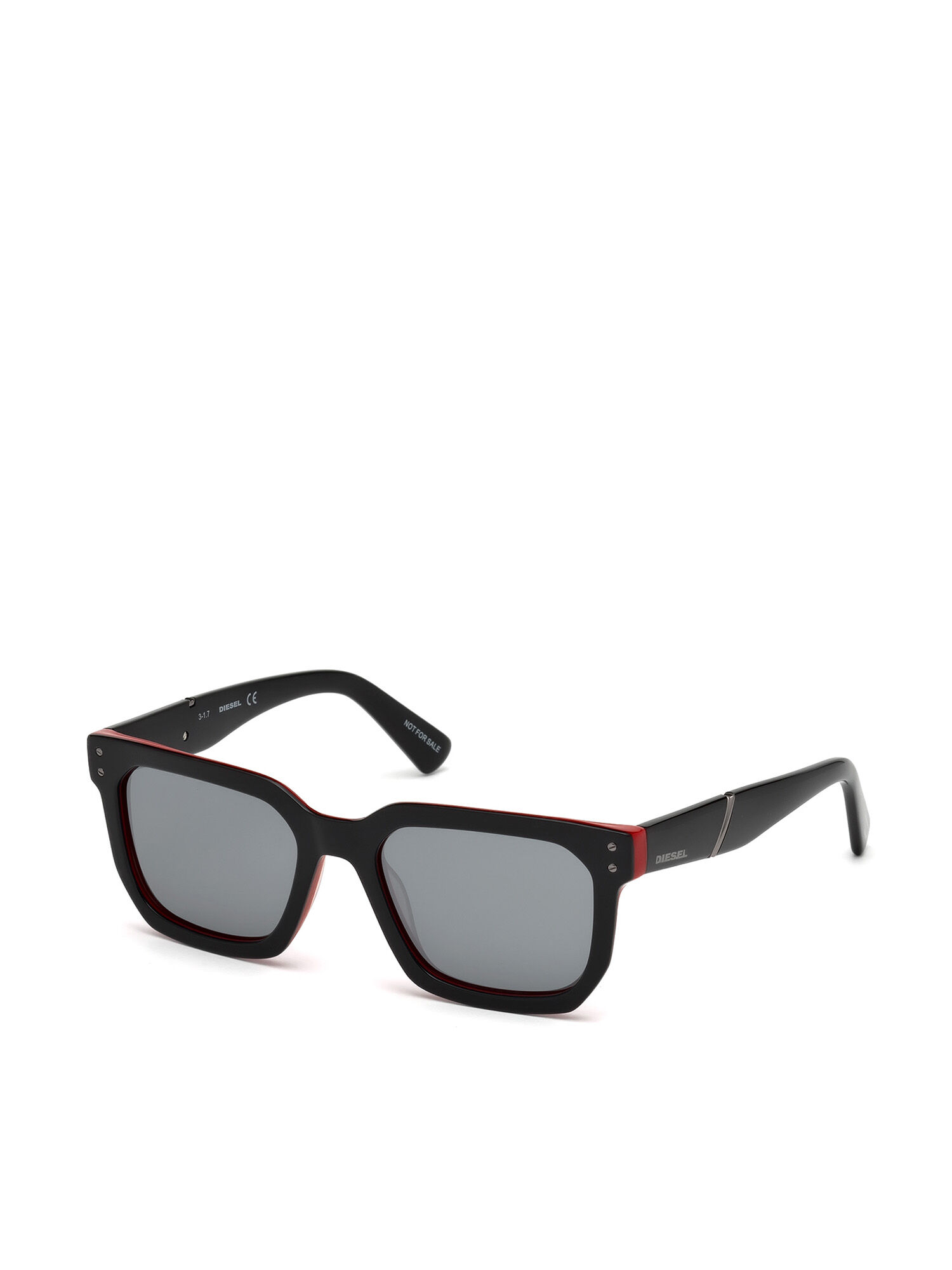 Diesel - DL0253, Man's Eyewear with groove surface inside in Black/Red - 5