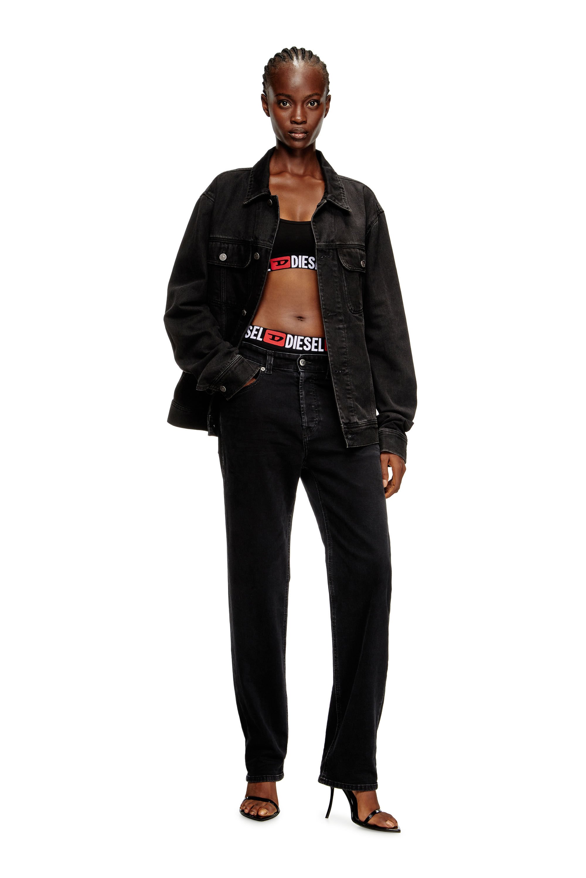 Diesel - UFSB-ORIBA, Woman's Bralette with logo band in Black - 5