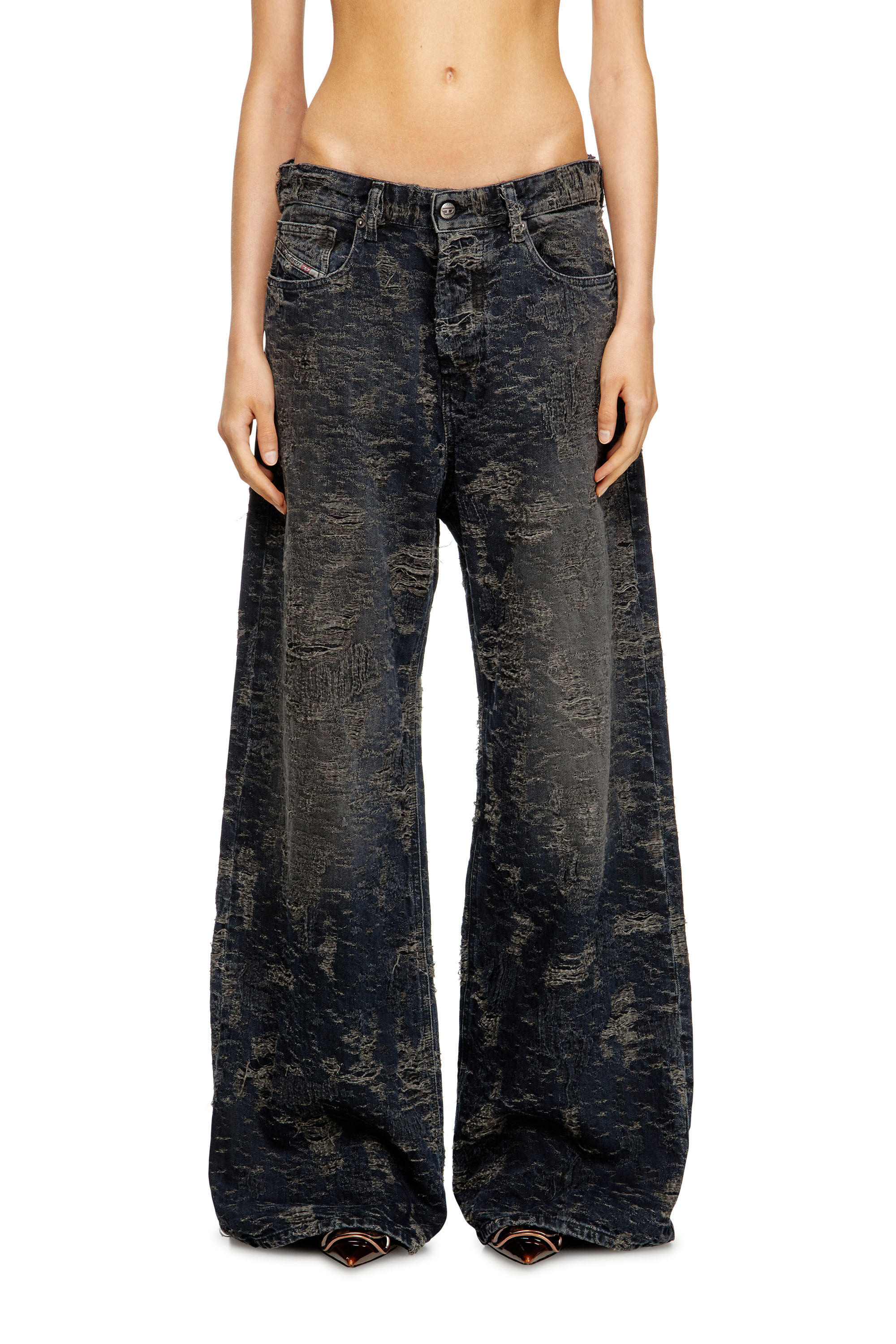 Diesel - Relaxed Jeans 1996 D-Sire 007BV Mujer, Negro/Gris oscuro - 3