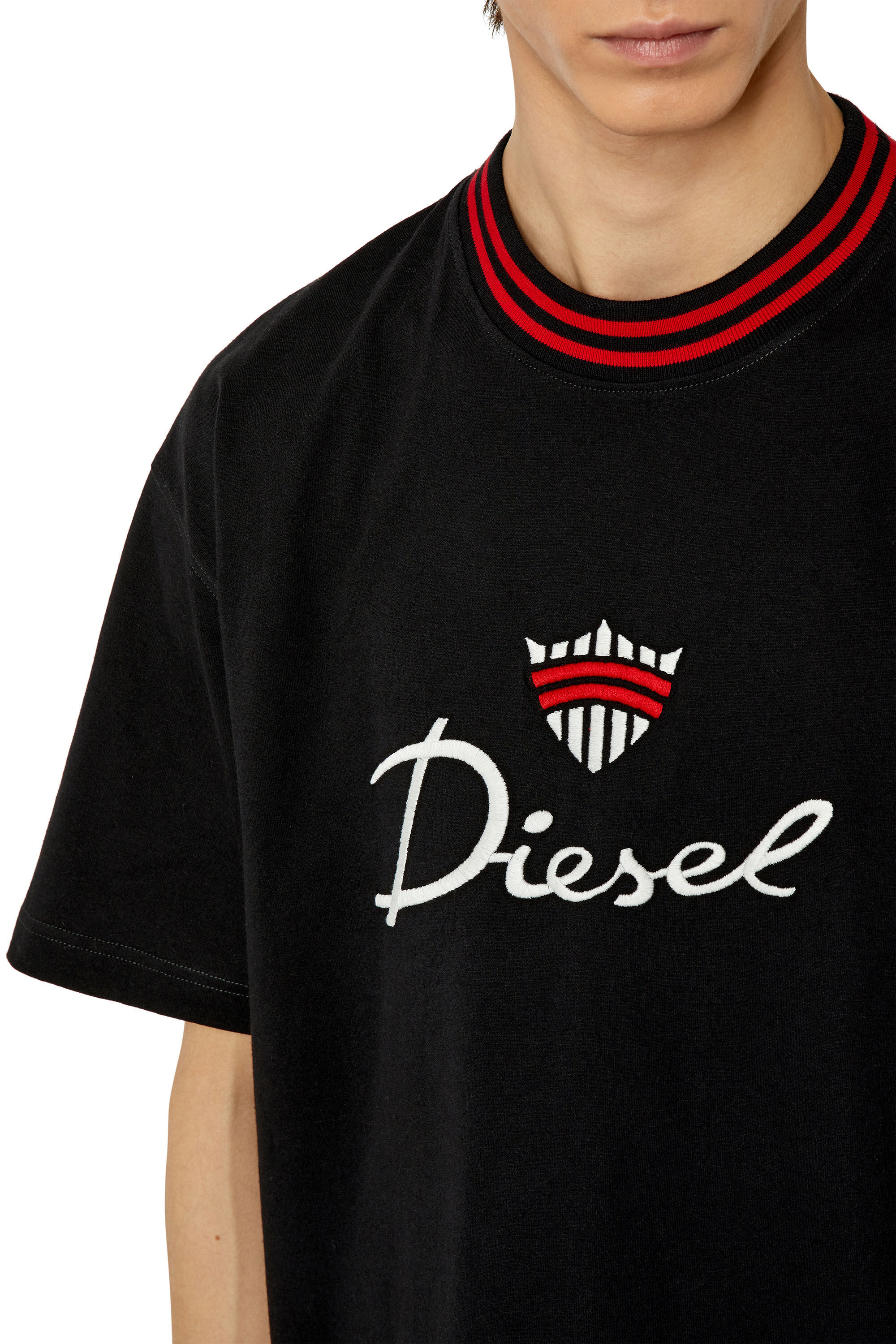 Diesel - T-WASH-G6, Man's T-shirt with crown logo embroidery in Black - 4