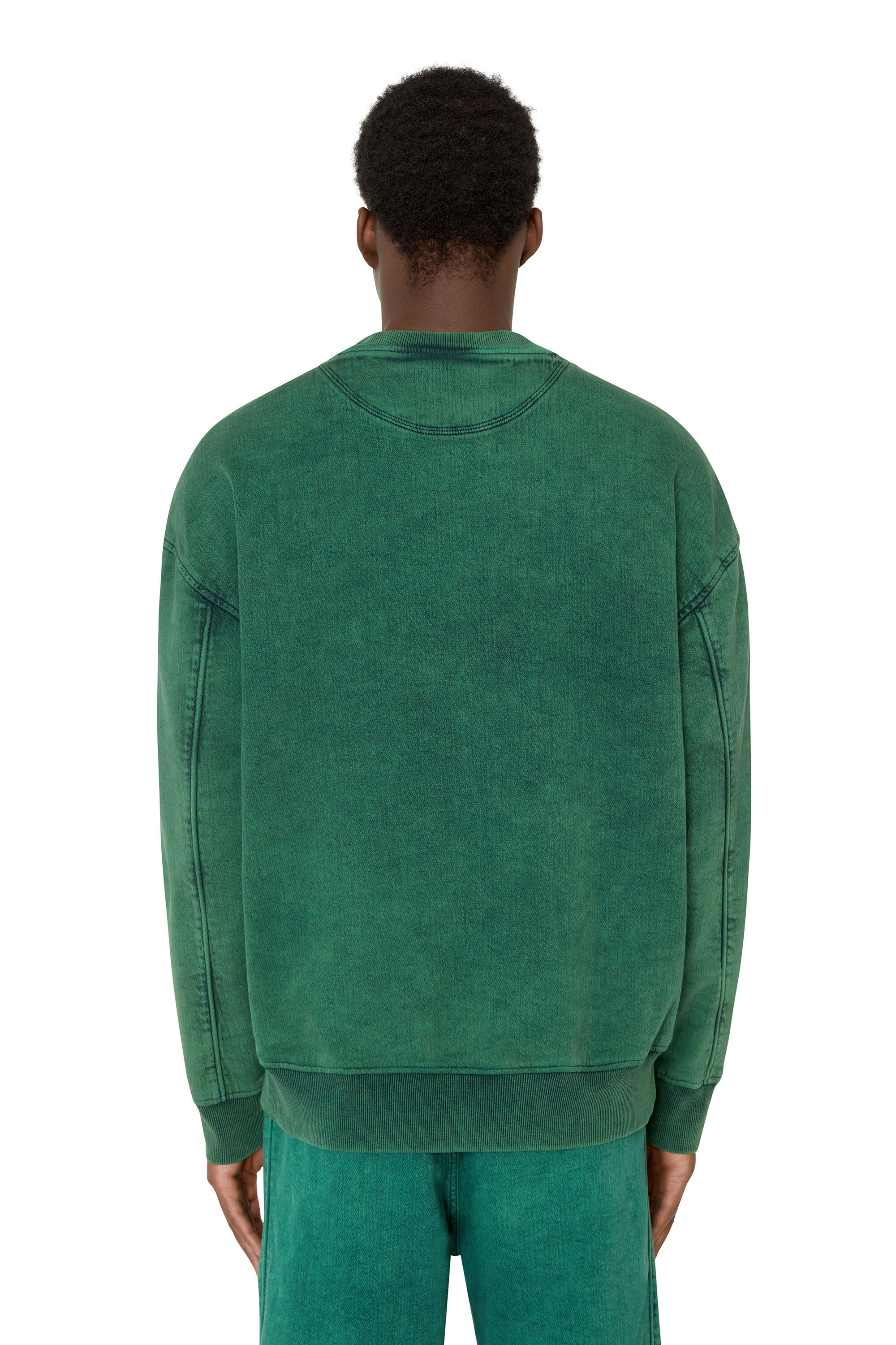 Diesel - D-KRIB TRACK DENIM SWEATSHIRT, Verde - Image 4