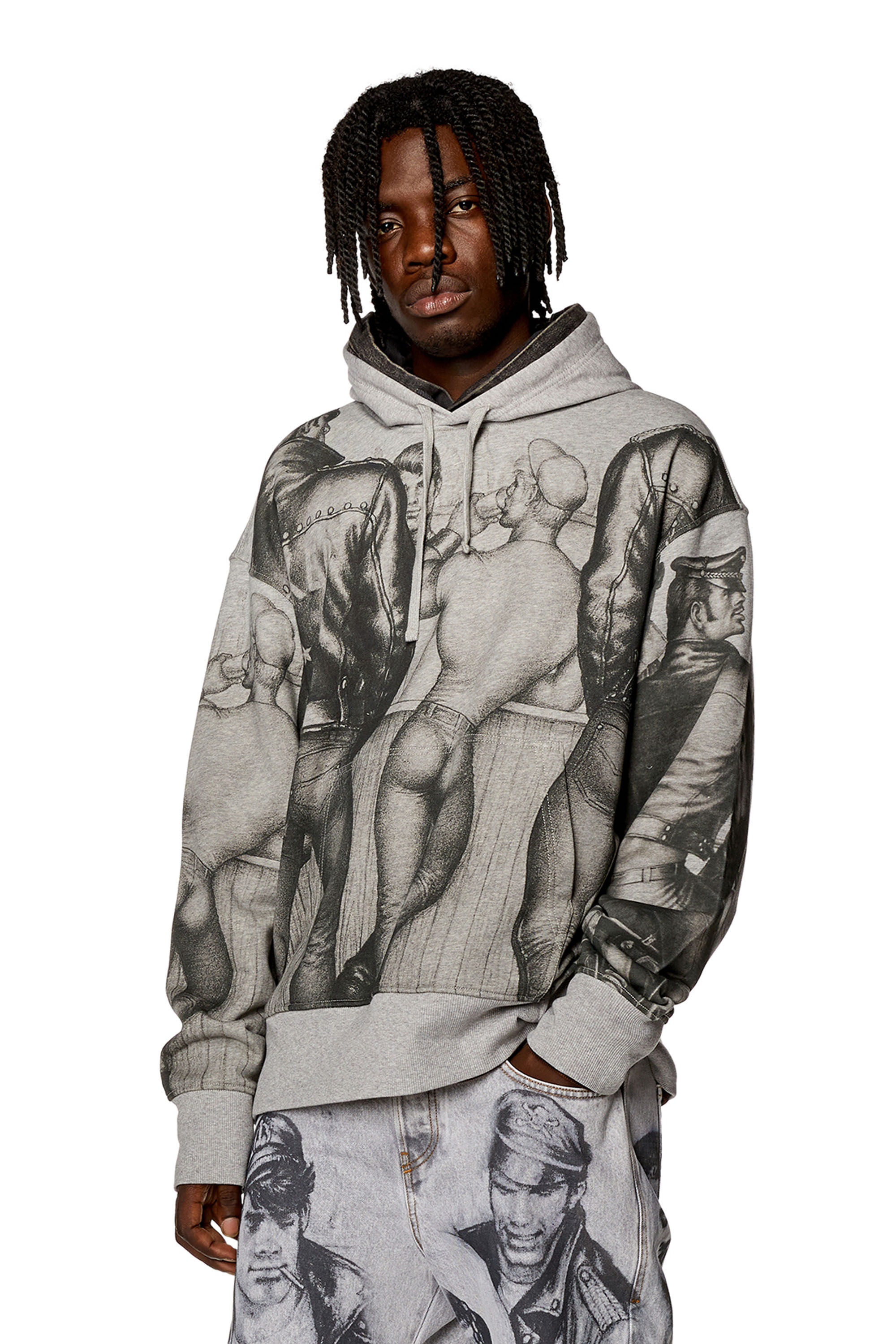 Women's Hoodie with prints and patches | Grey | Diesel