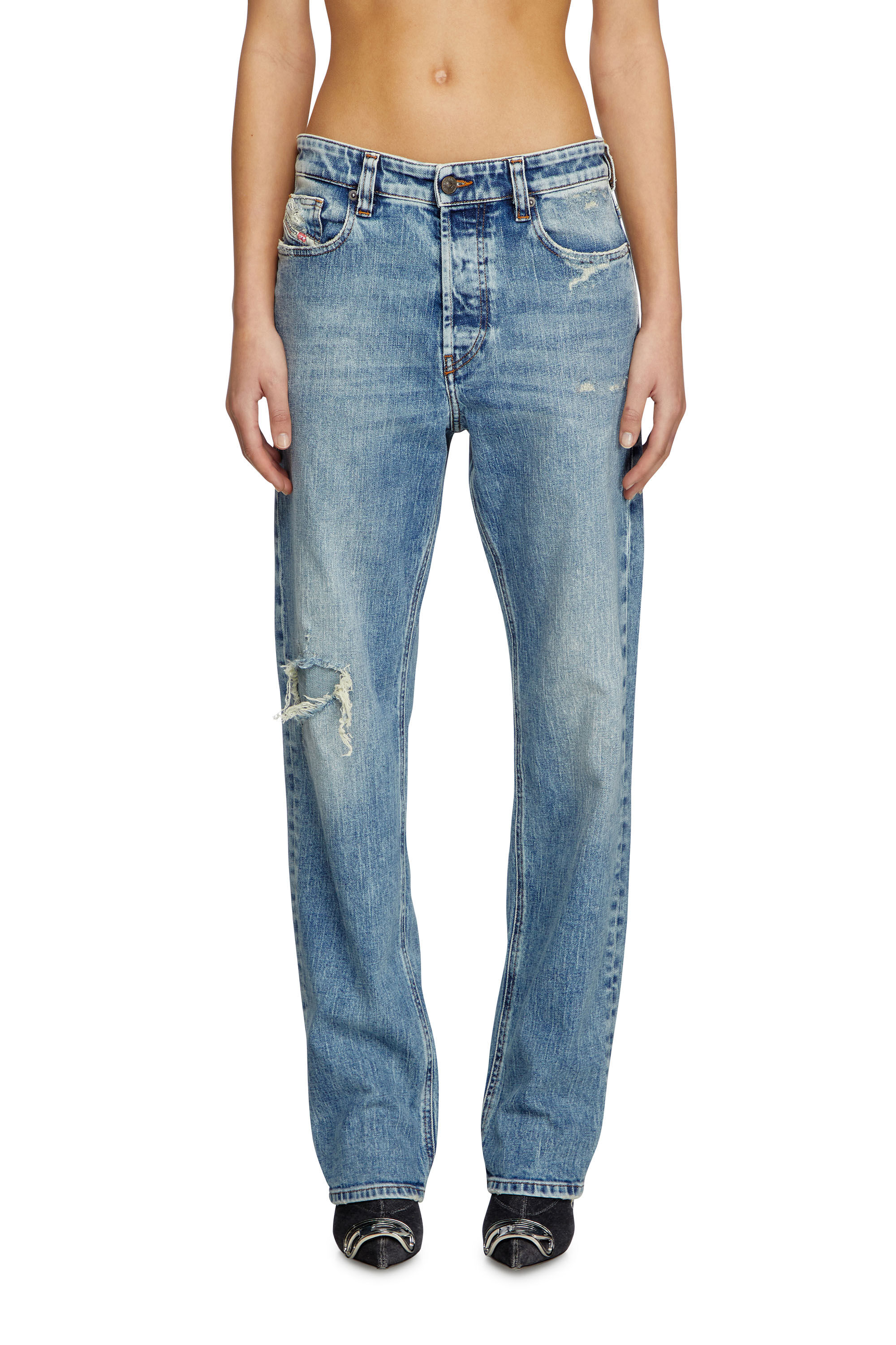 デニム・ジーパン DIESEL d-ark cotton jeans with laminated effect Grigio Women's Regular Jeans | Light Blue | Diesel 1988 D-Ark