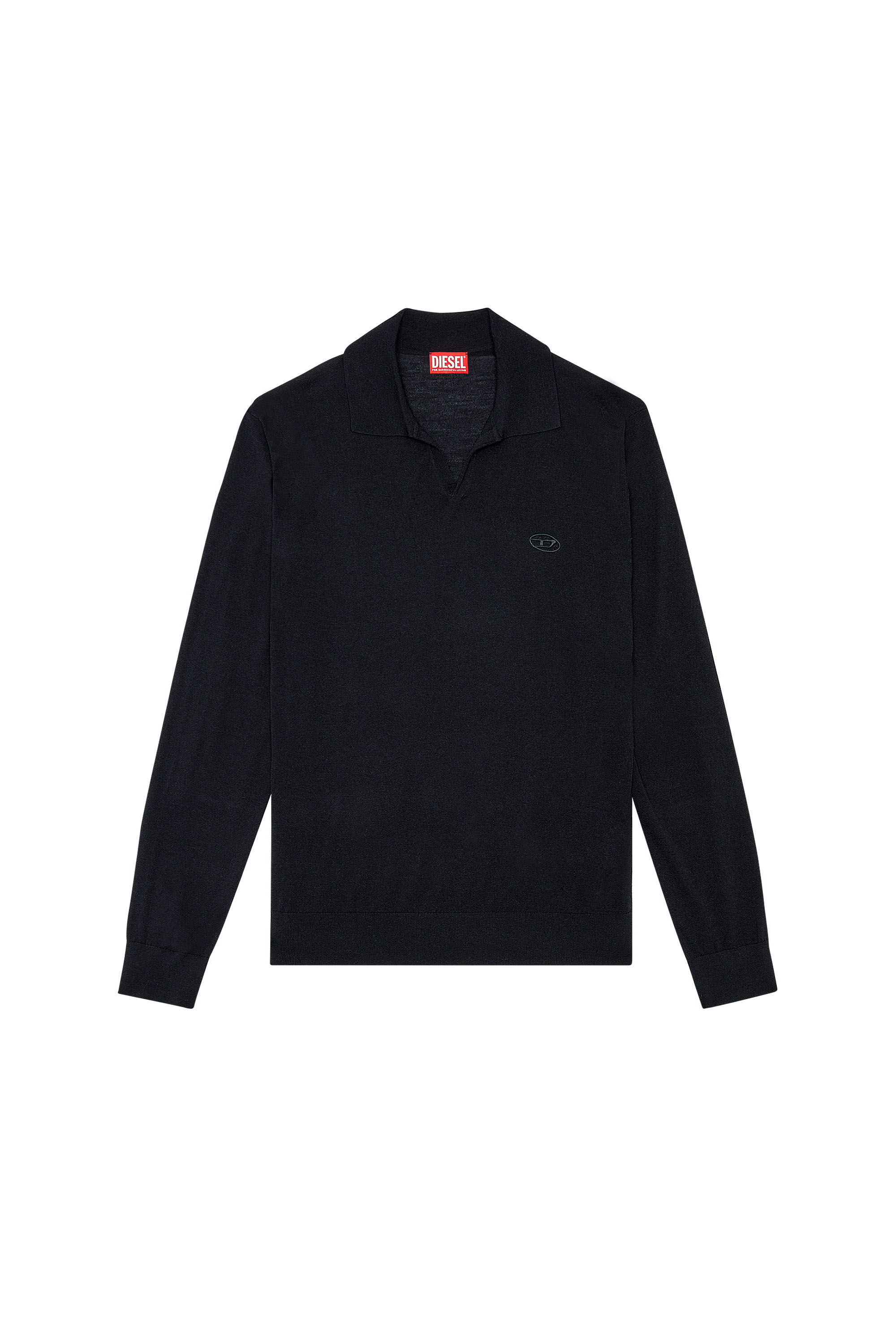 Diesel - K-GLARE, Man's Wool jumper with polo collar in Black - 2
