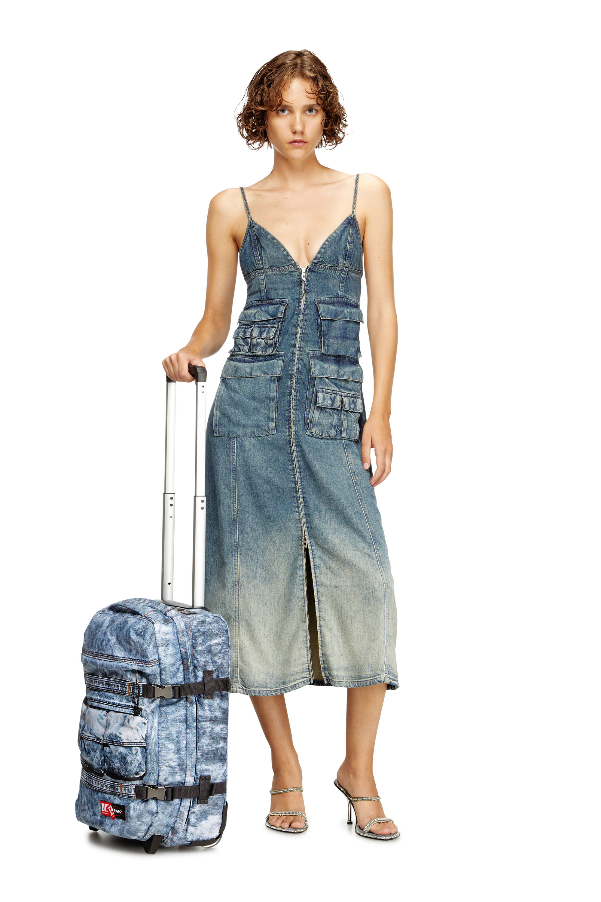 Diesel - DIESEL TRANSIT'R S, Maleta de cabina en denim trampantojo Unisex in Azul marino - 8