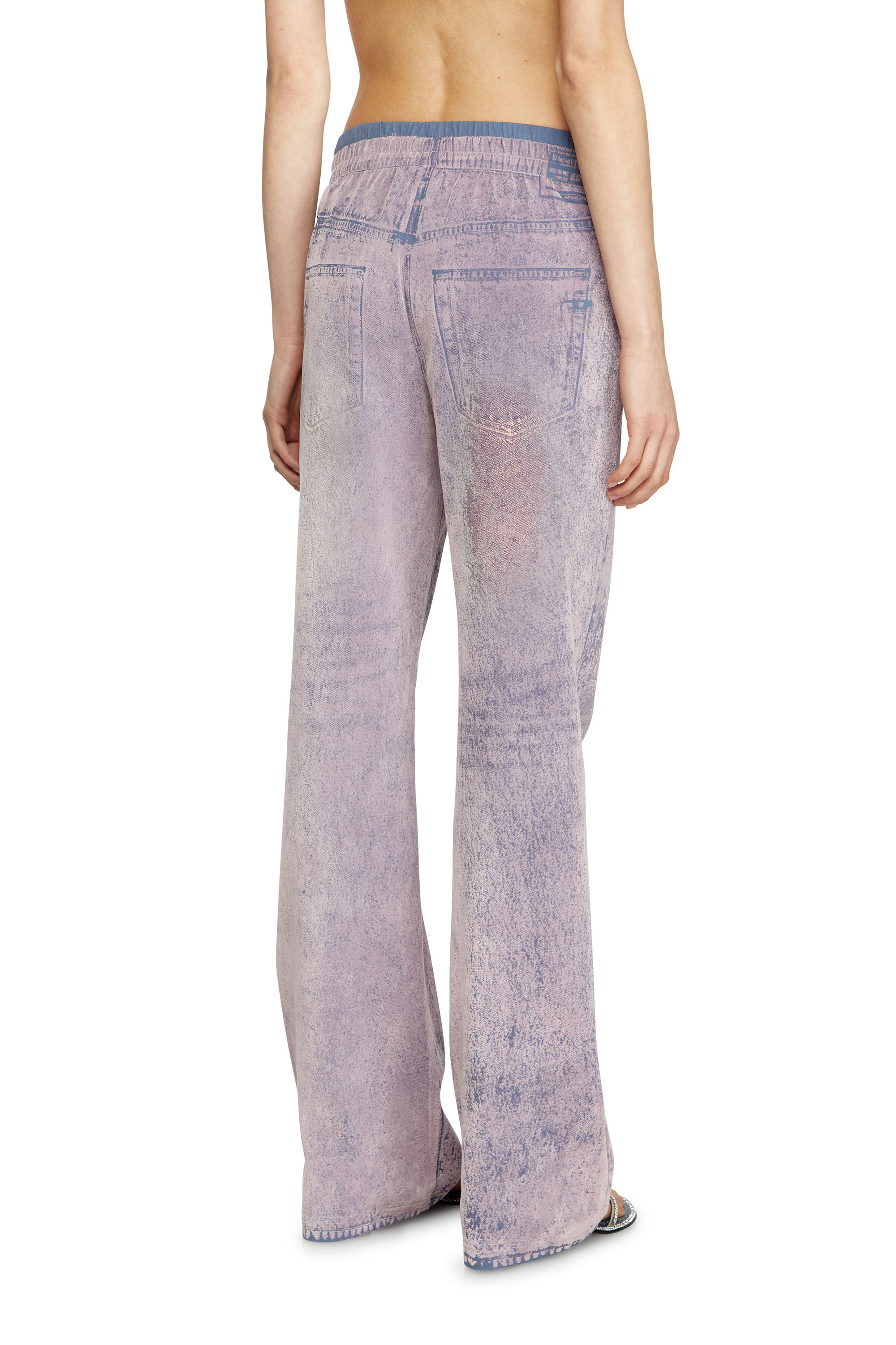 Diesel - P-NERV, Woman's Wide leg sweat pants with bleach treatment in Lilac - 5
