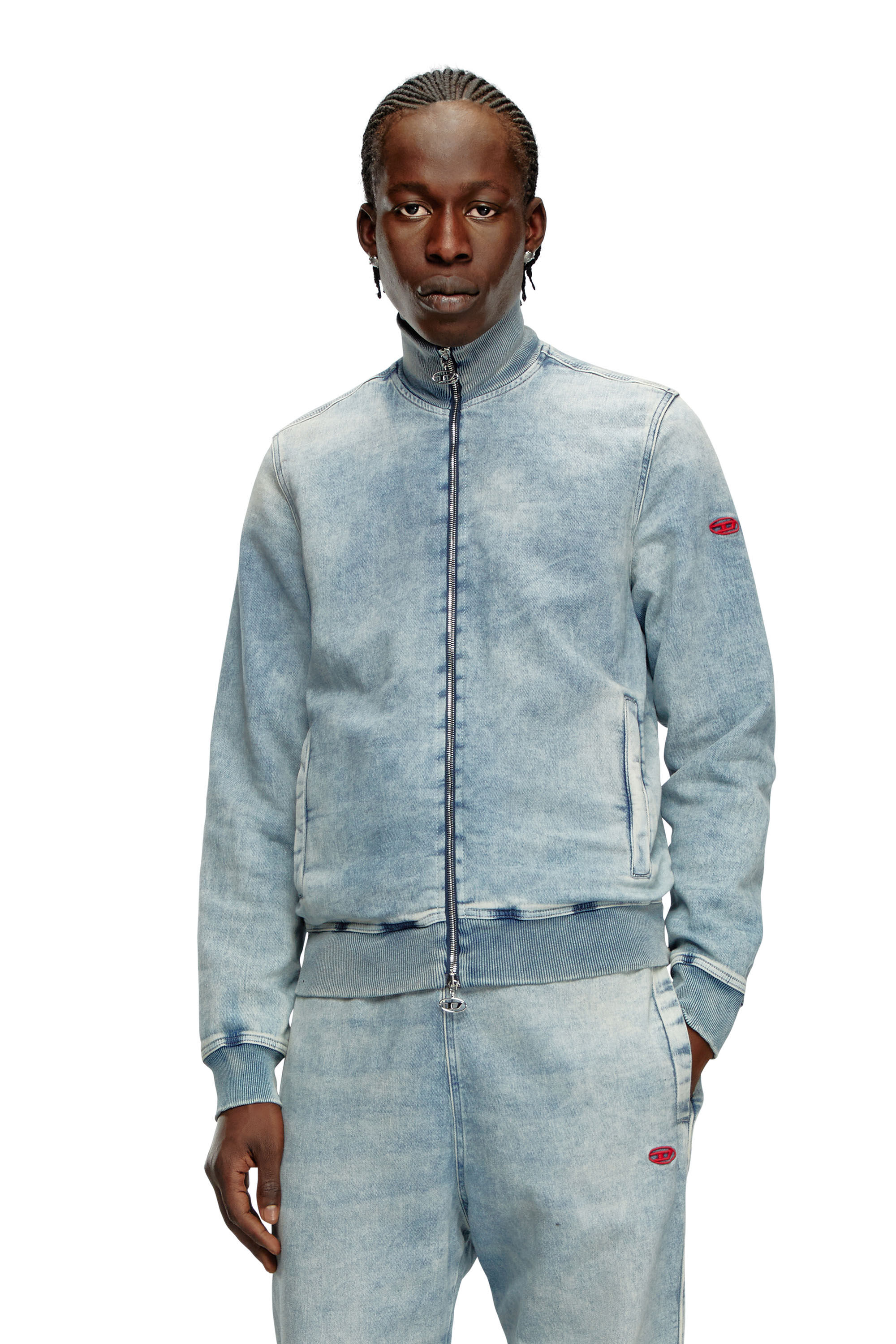 Women's Zip-up sweater in Track Denim | Blue | Diesel
