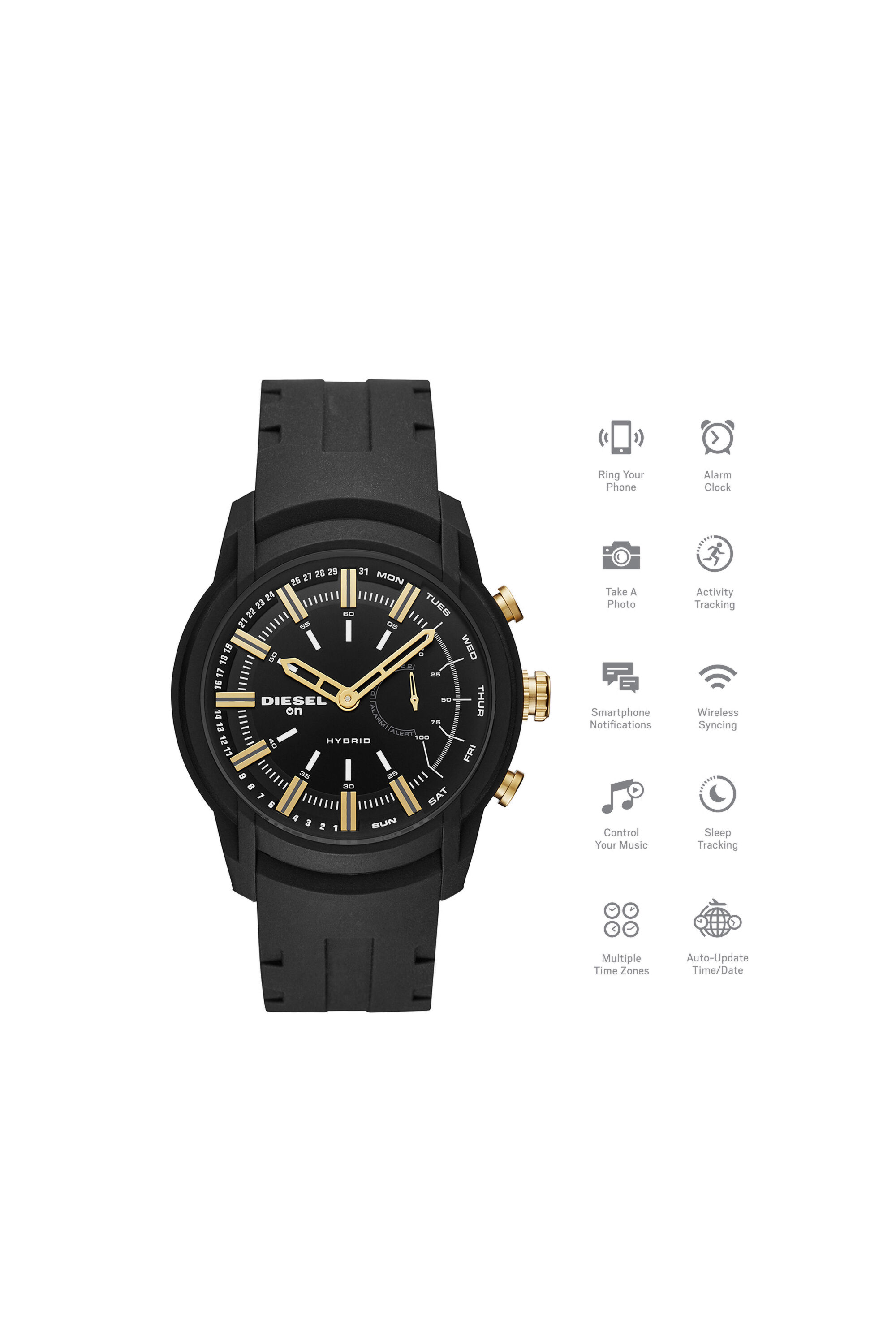 DT1014 Man Armbar Hybrid black silicone smartwatch 44 mm Diesel