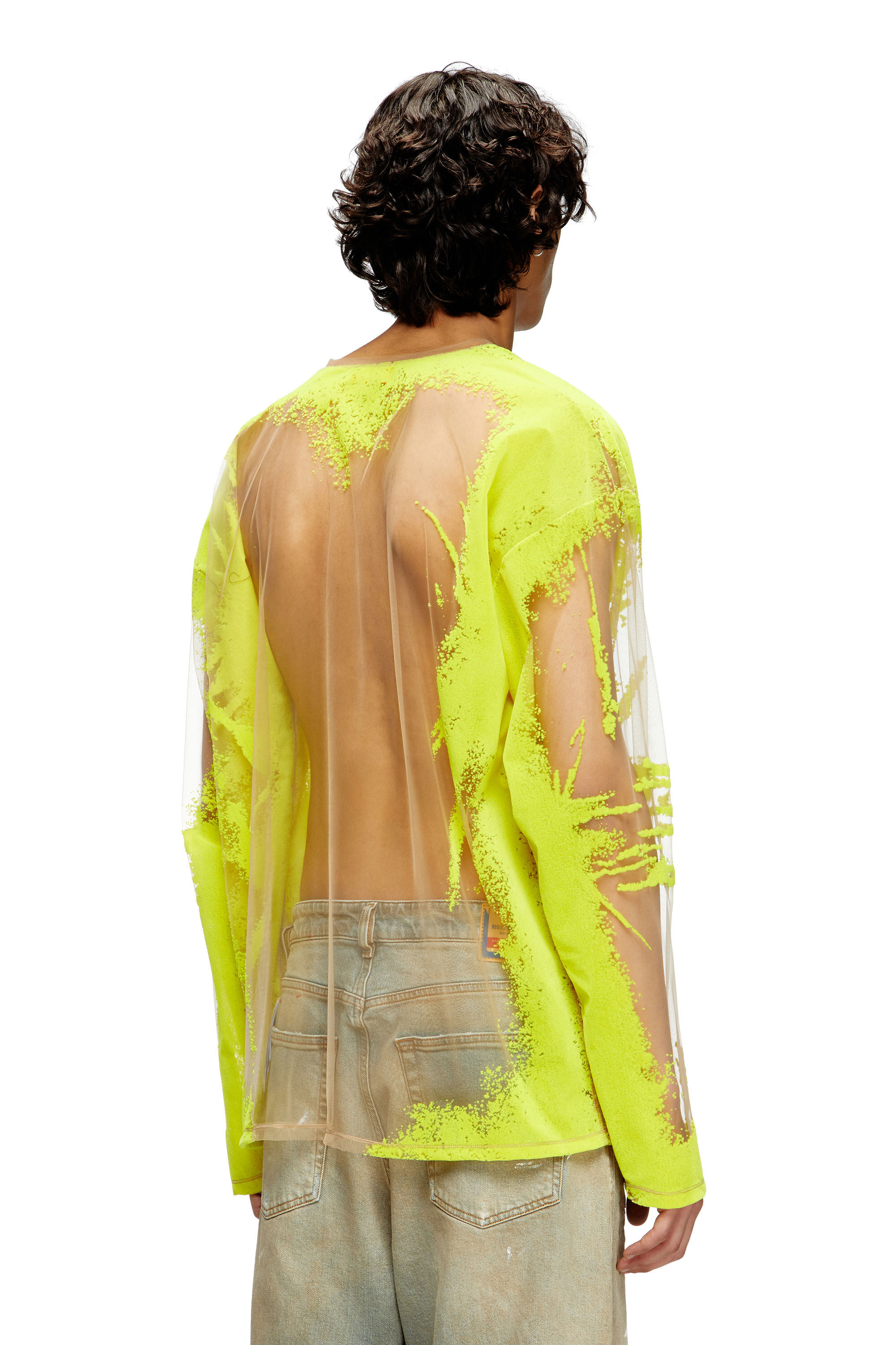 Women's Long-sleeve nylon T-shirt with lyrics print | Yellow