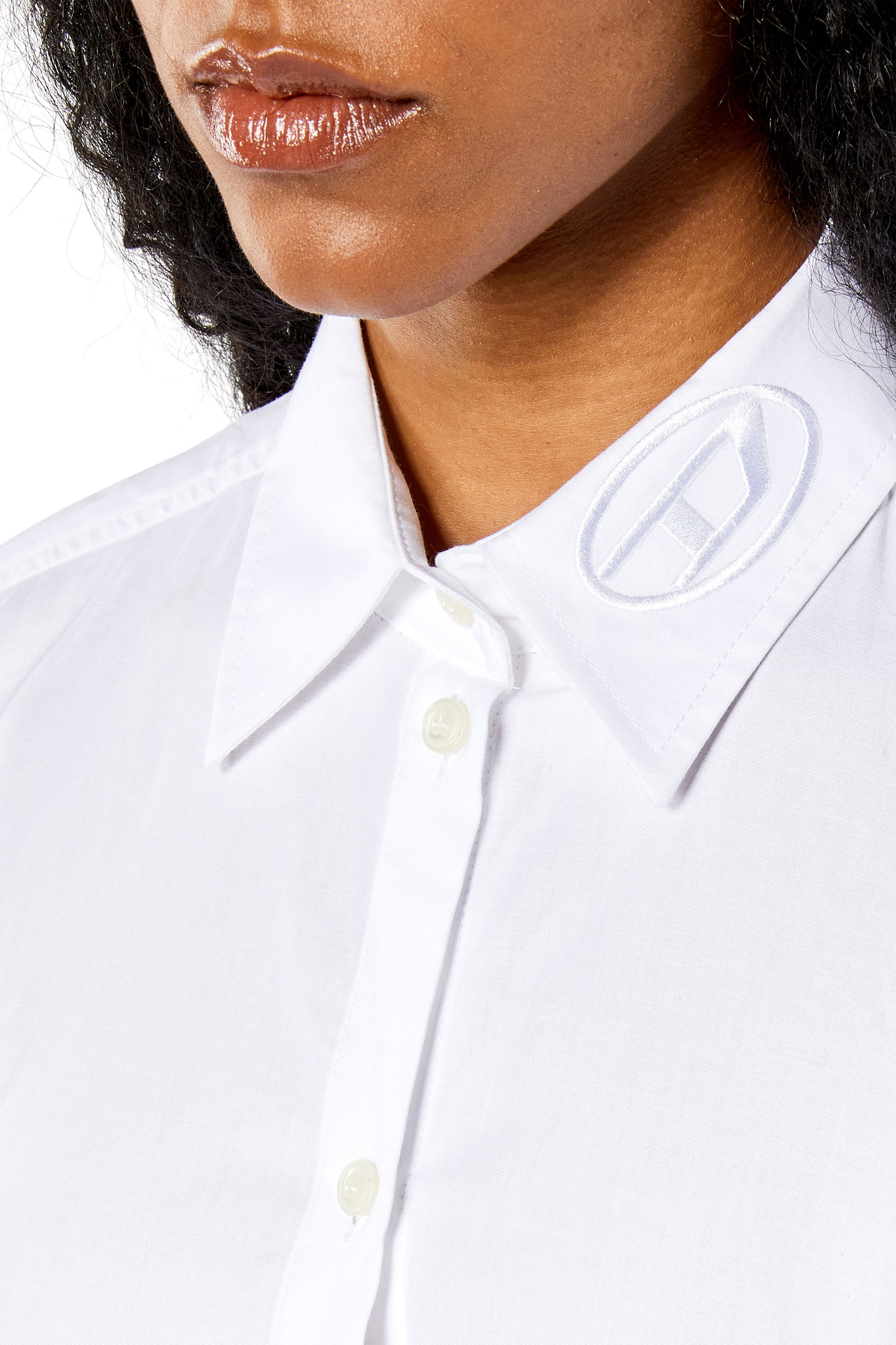 Diesel - C-GIS, Woman's Poplin shirt with tonal D embroidery in White - 4
