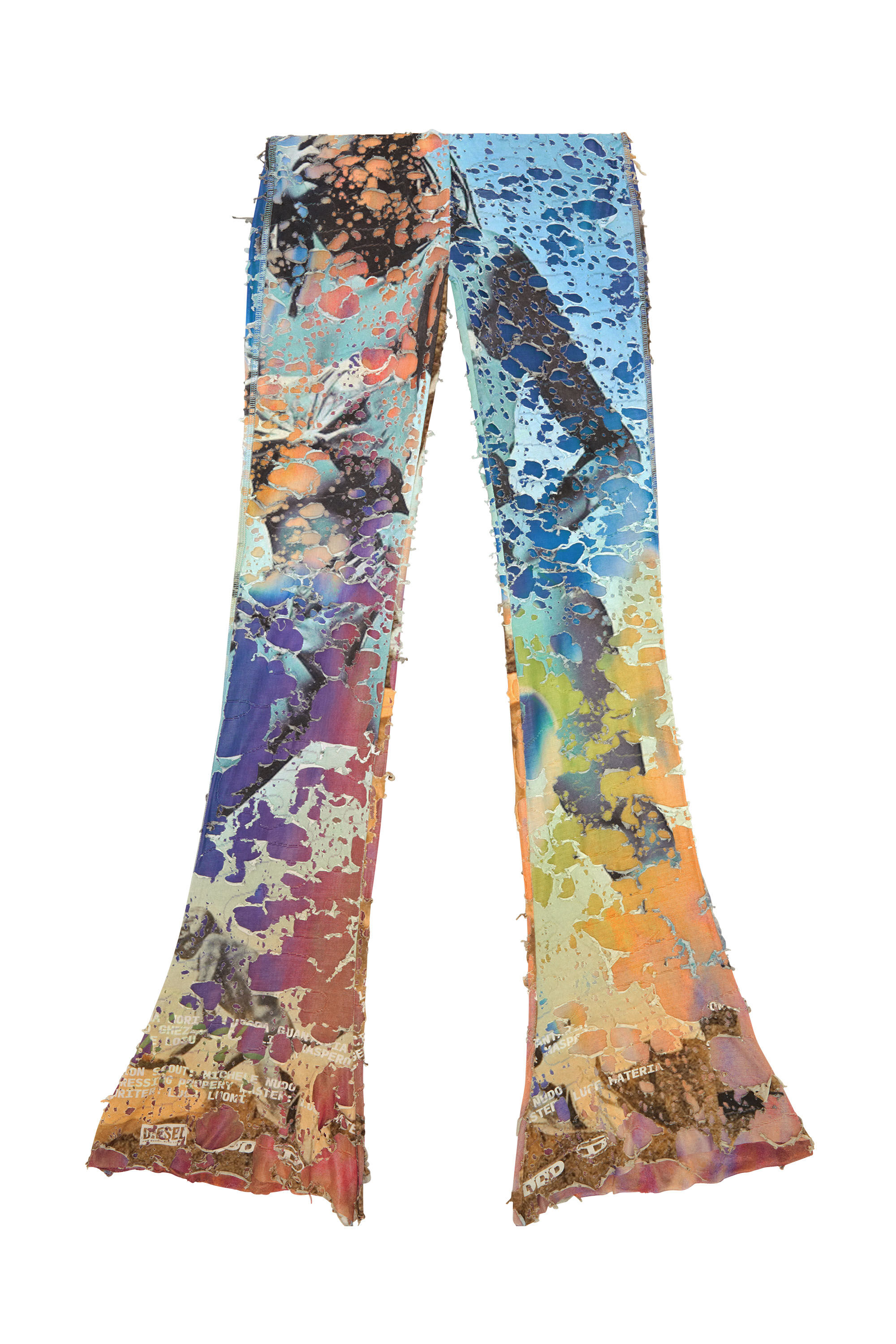 Diesel - P-MAYIM, Woman's Destroyed pants with cinema prints in Blue/Pink - 2