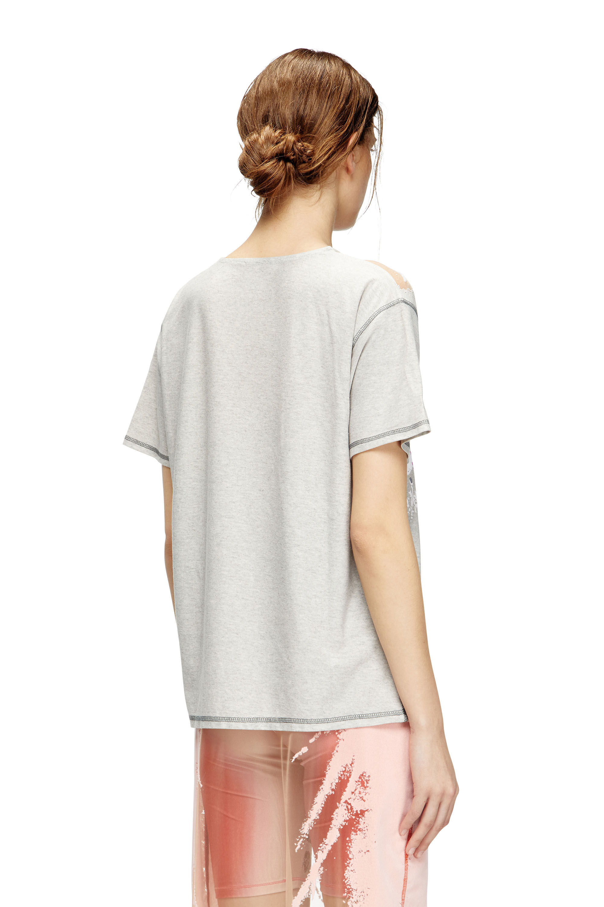 Women's Crew neck T-shirt with lyrics print | Grey | Diesel