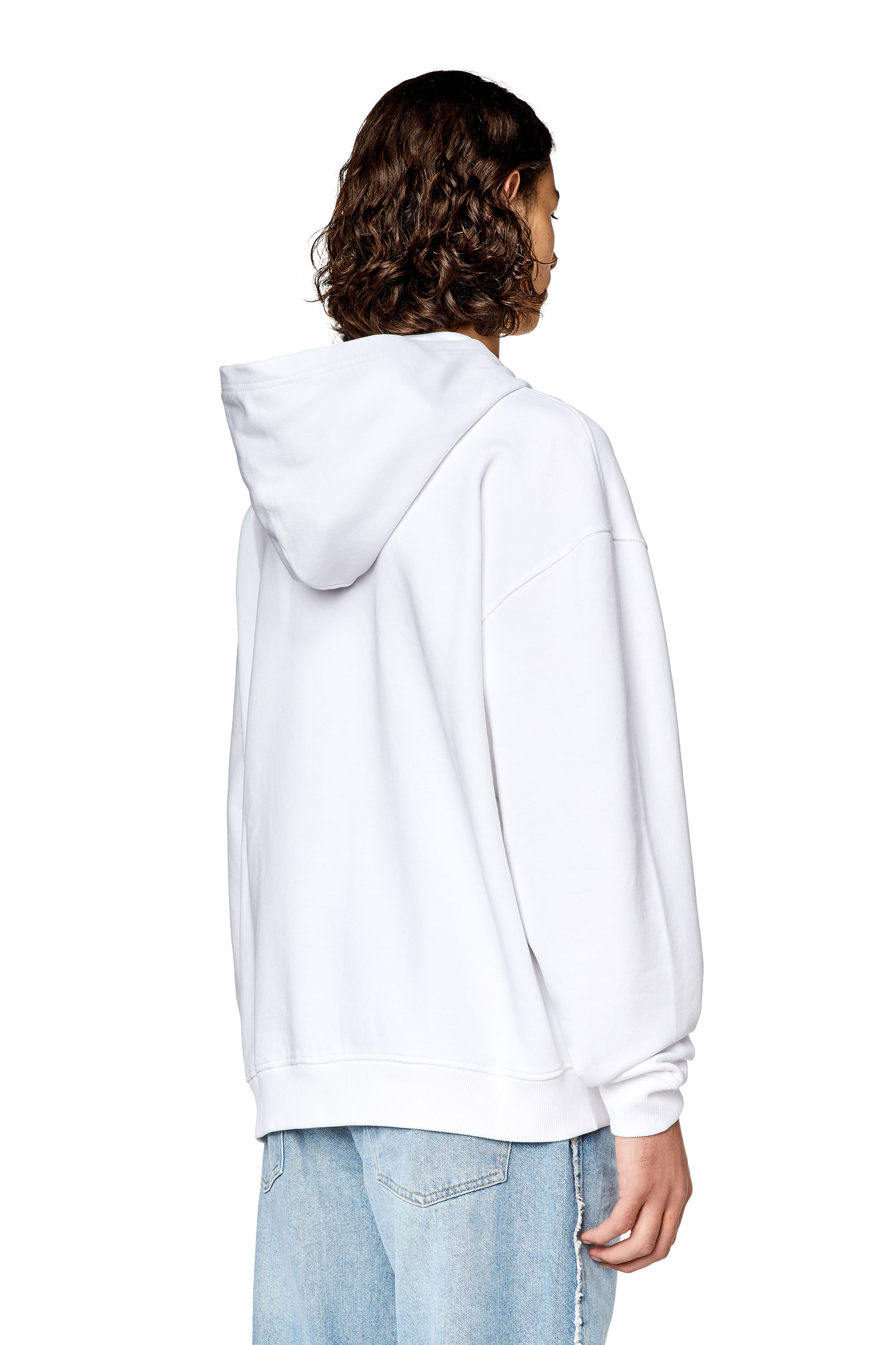 Men's Oversized hoodie with logo patch | White | Diesel