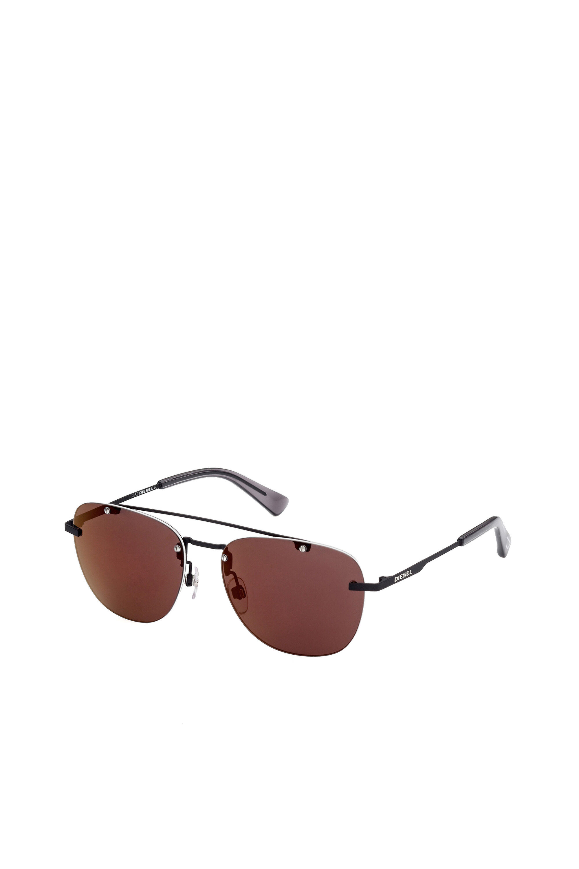 Diesel - DL0350, Gafas de sol cuadradas y ligeras de metal con doble puente Hombre in Negro - 2