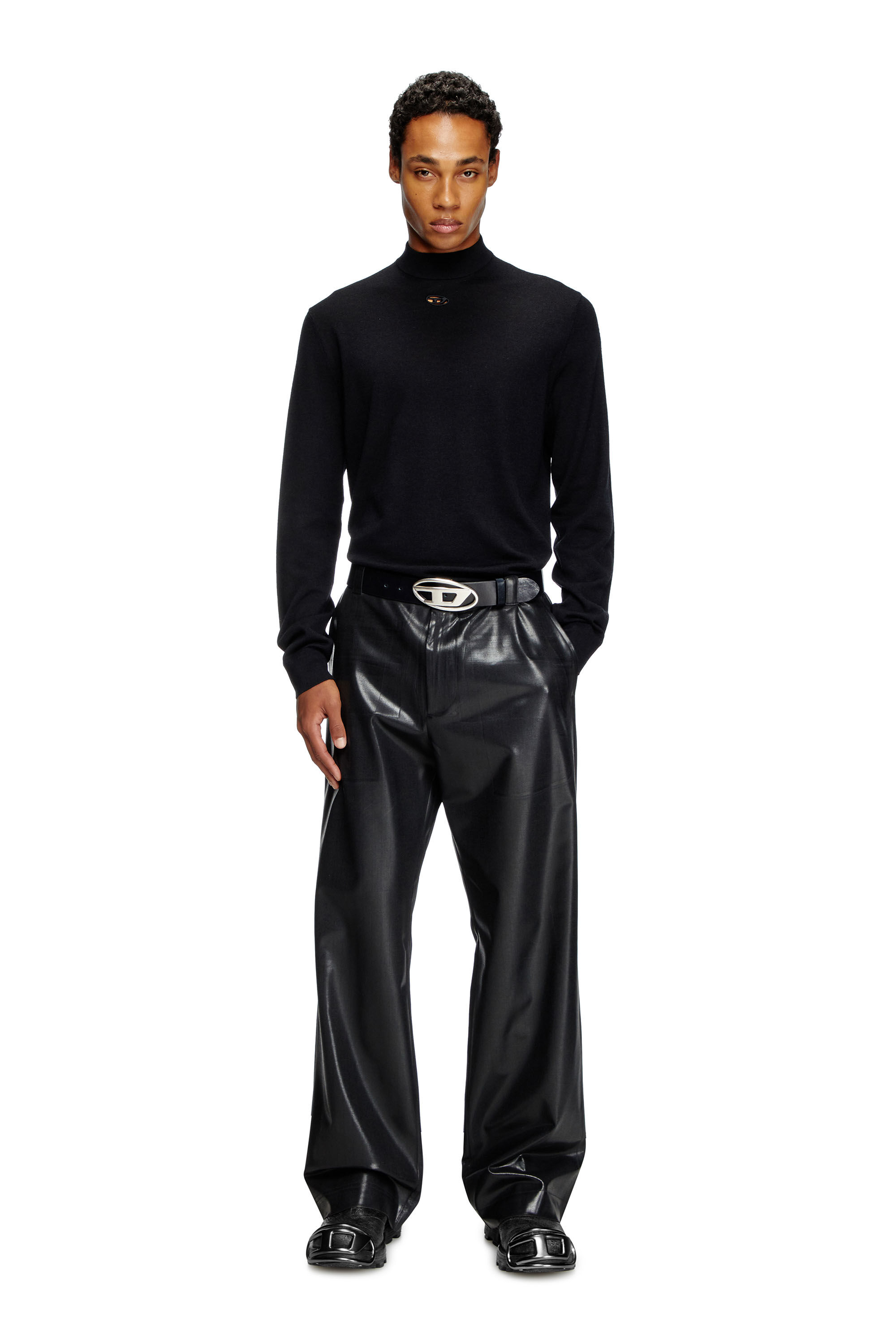 Diesel - K-GIL, Jersey con cuello alto de lana Hombre in Negro - 1