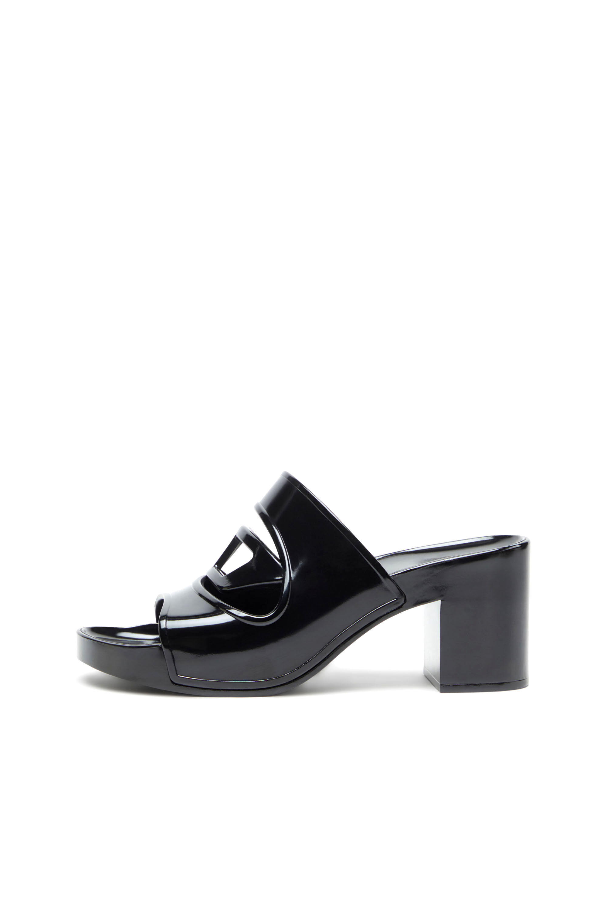 Women's Sa-Bonnie-Heeled rubber slides with cut-out logo