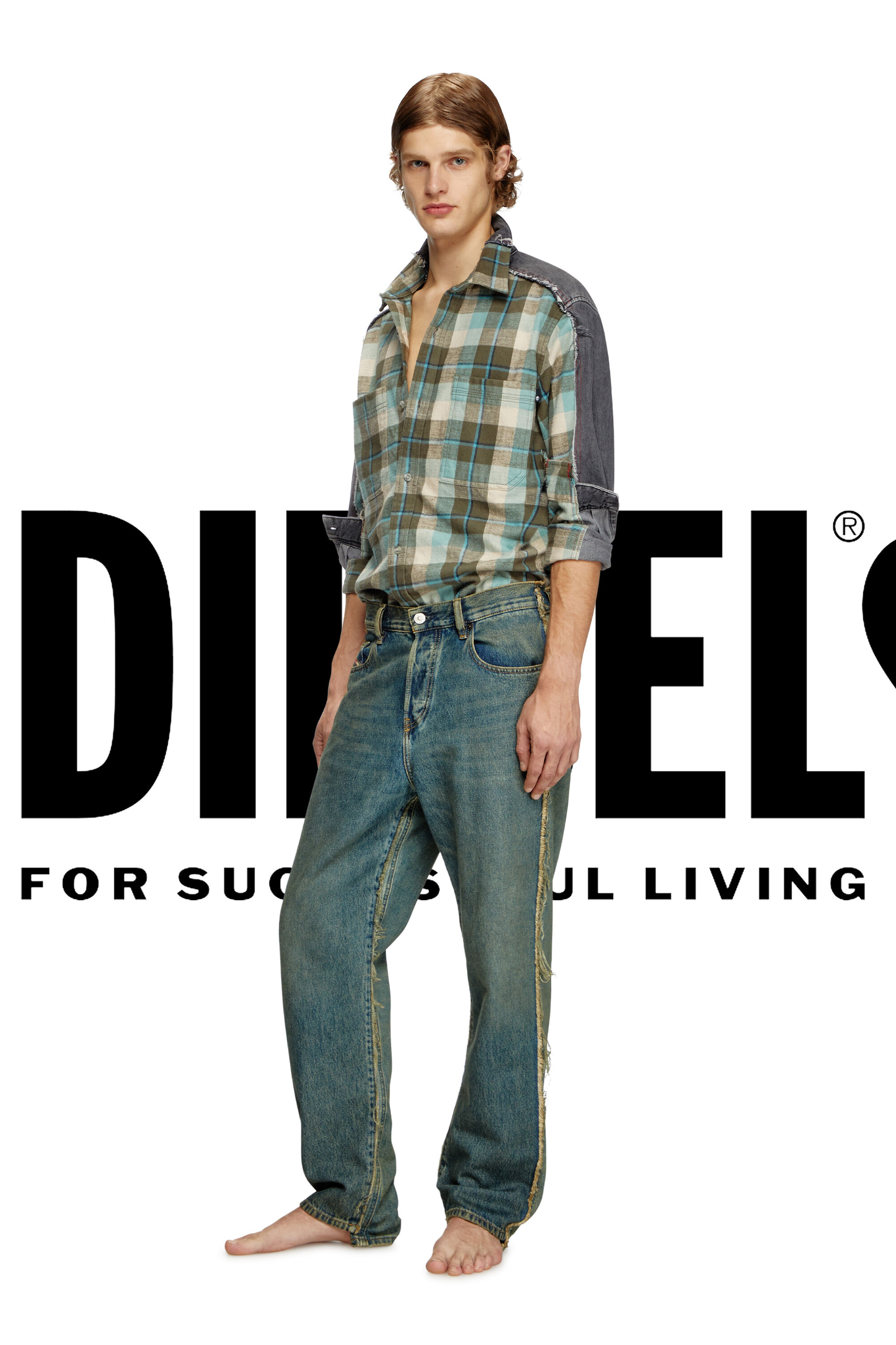 Diesel - Shirt Dieseloves 2B, Camisa de denim y diseño de cuadros Unisex in Multicolor - 1