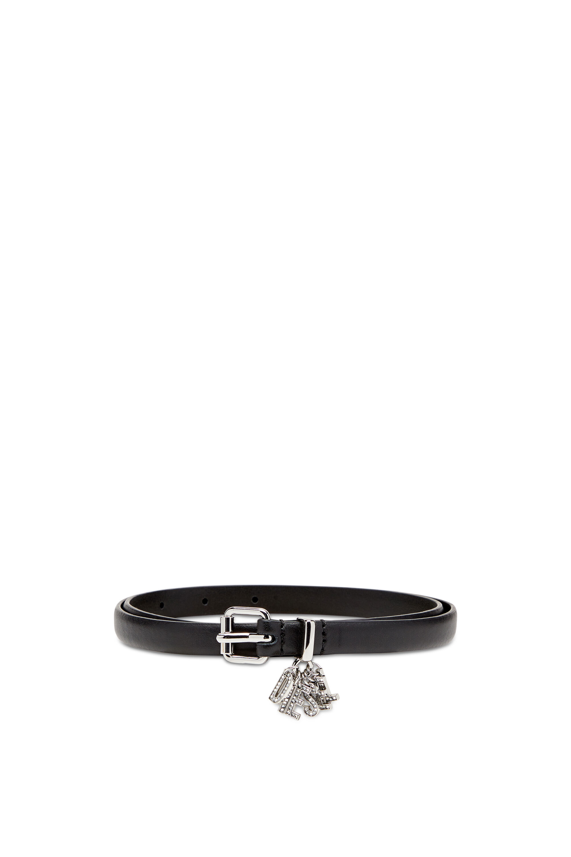 Diesel - B-CHARM-LOOP, Cinturón de cuero napa con colgantes con el logotipo Mujer in Negro - 1