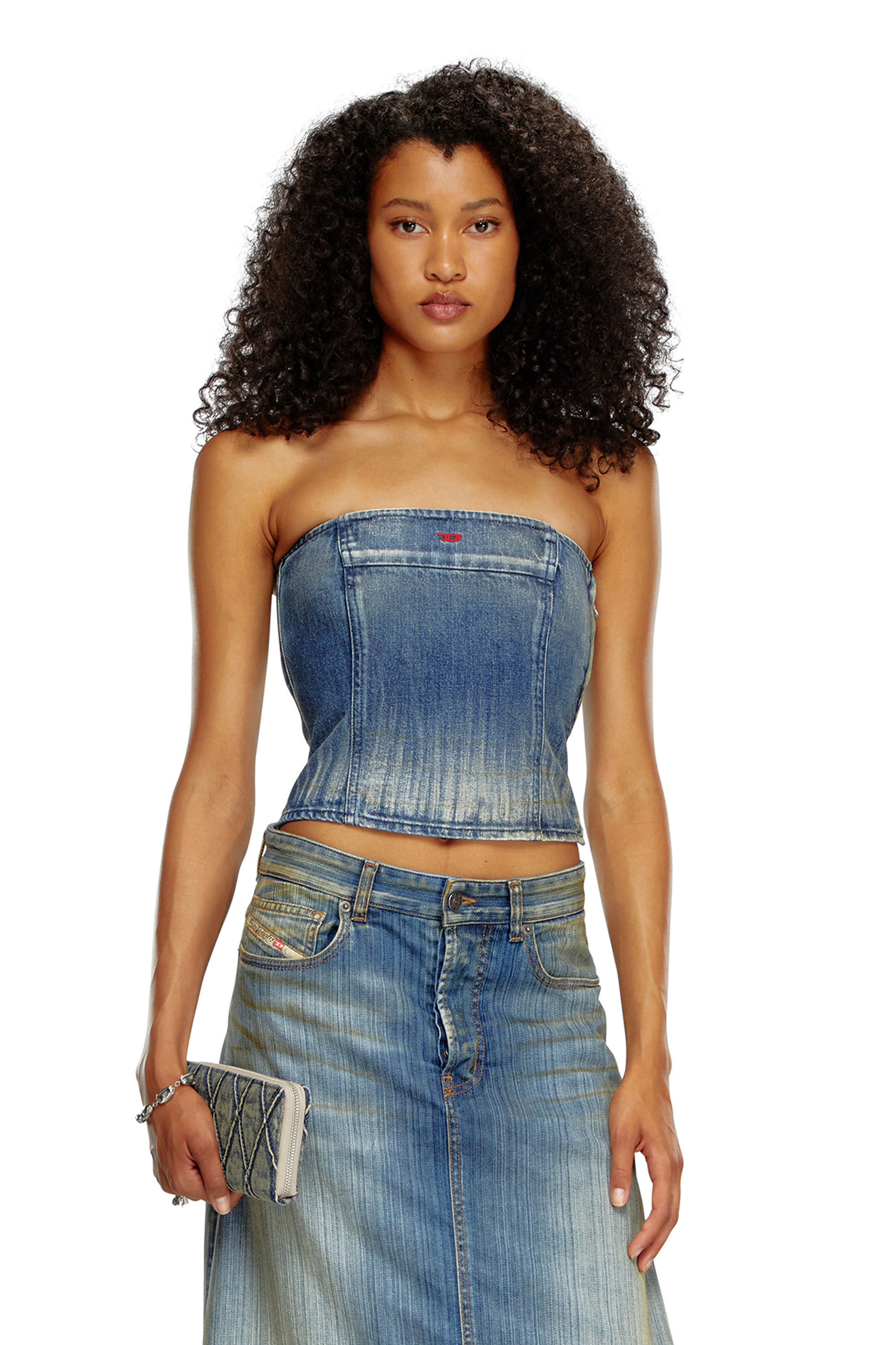 Women's Tube top in dirt-wash denim | Blue | Diesel