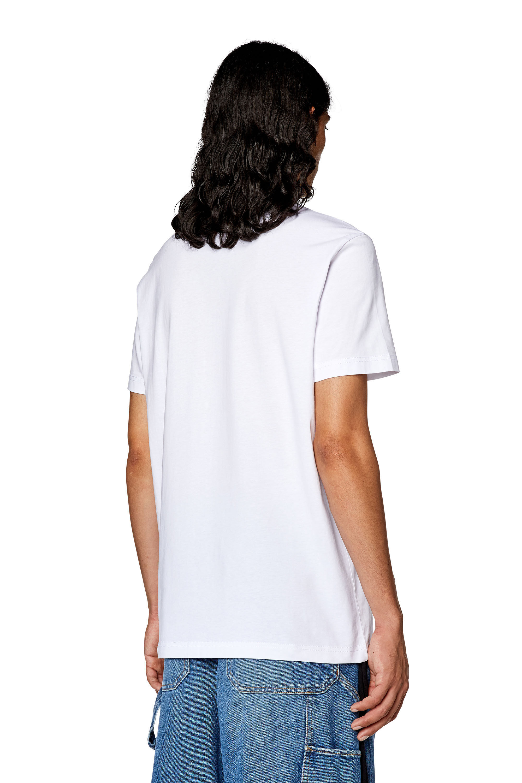 Men's T-shirt with shiny and flocked print | White | Diesel