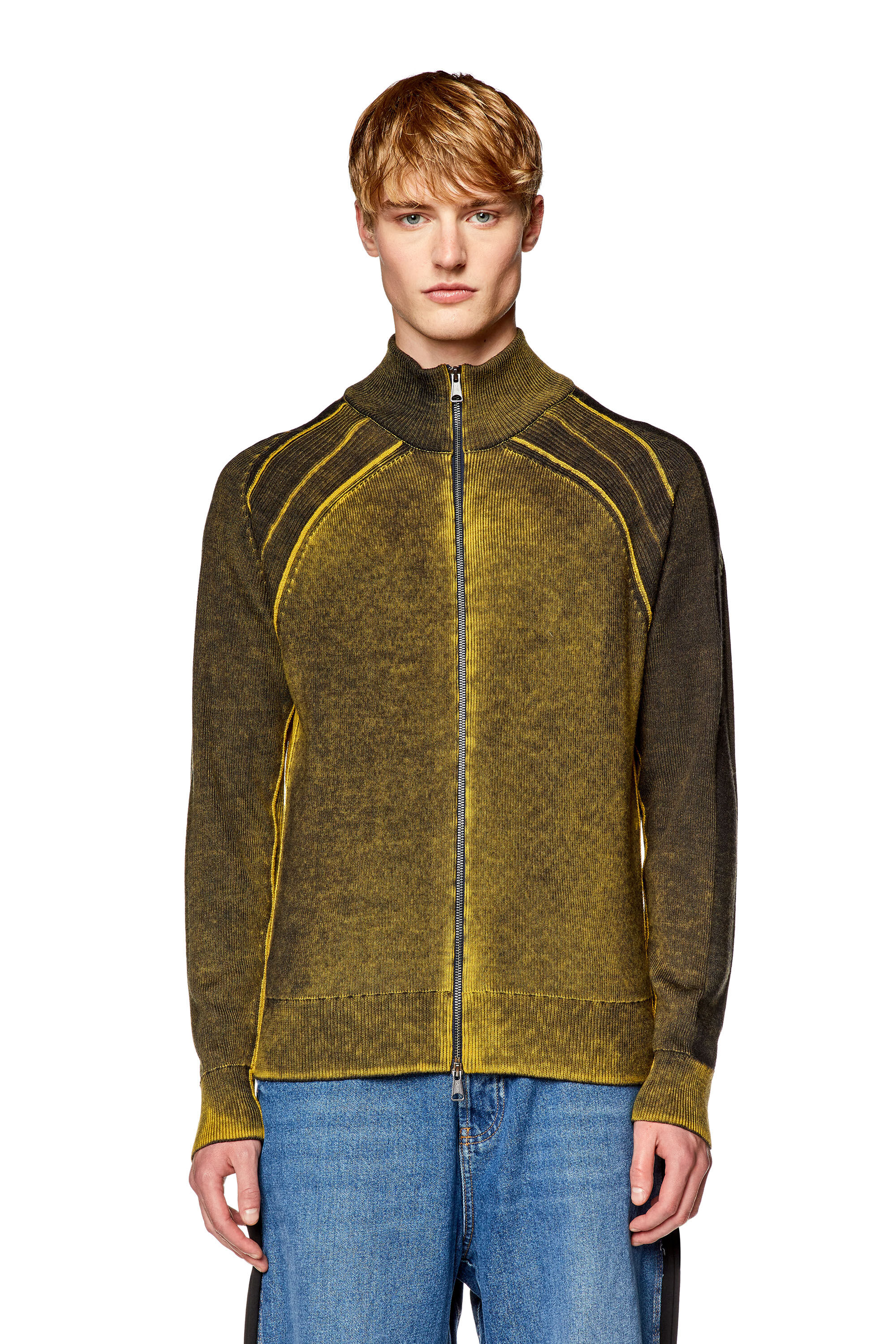 Diesel - K-IRINI, Man's Wool cardigan with nuanced print in Military Green - 5