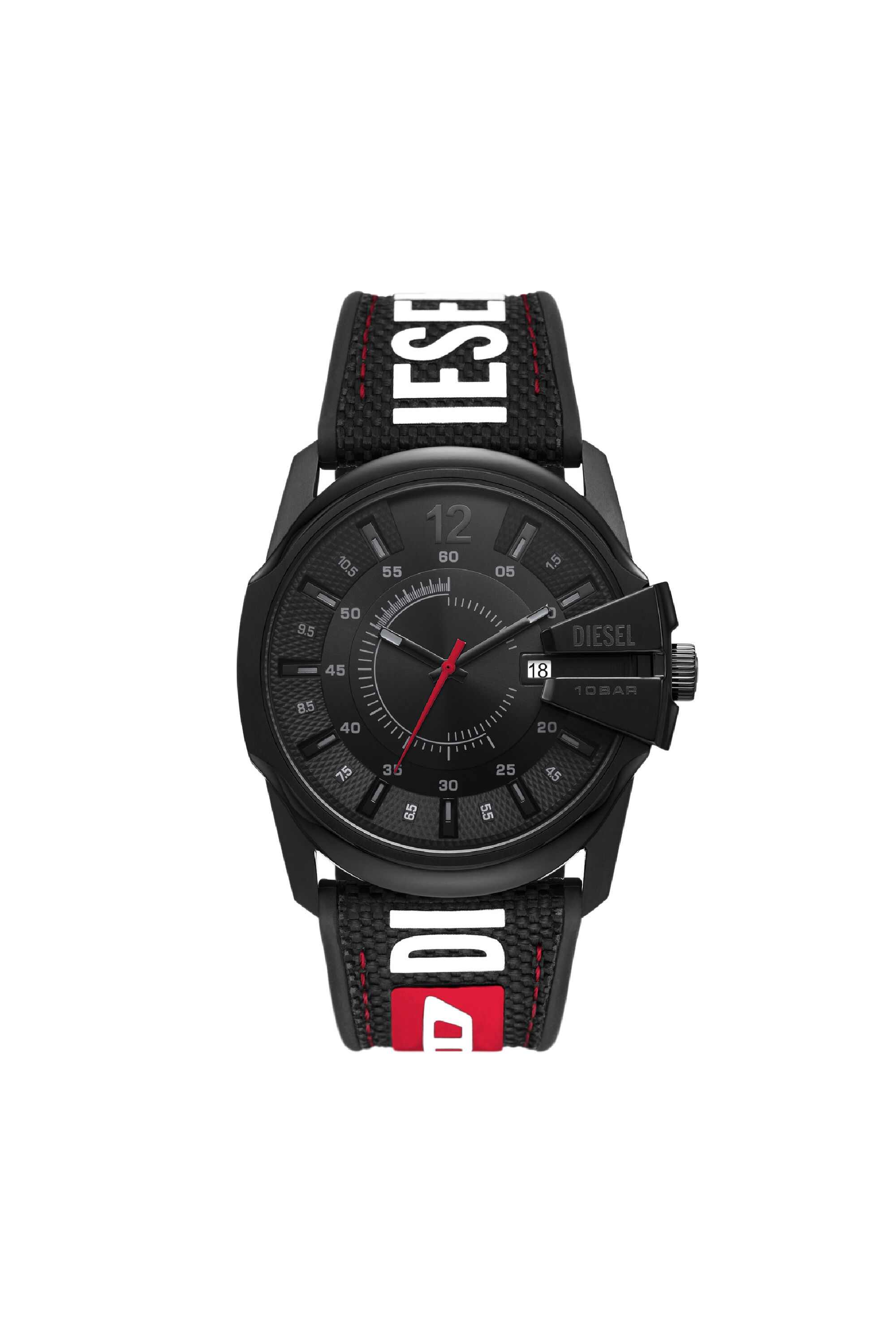 Diesel - DZ2160, Reloj Master Chief Date de cuero, nylon y silicona Hombre in Negro - 1