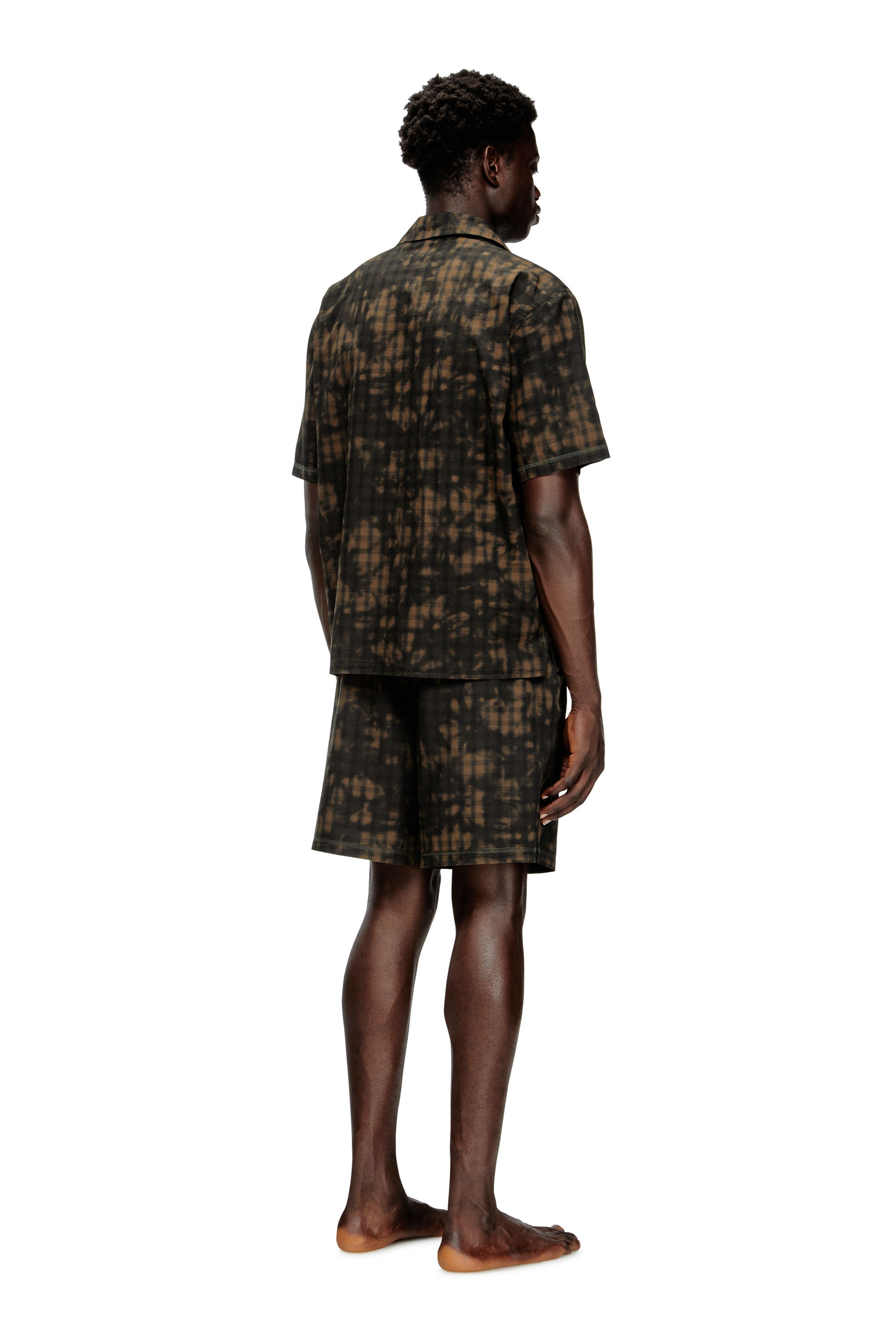 Diesel - SET-HORIEN-UTLT, Pijama corto en algodón con diseño de cuadros y nubes Hombre in Verde - 2