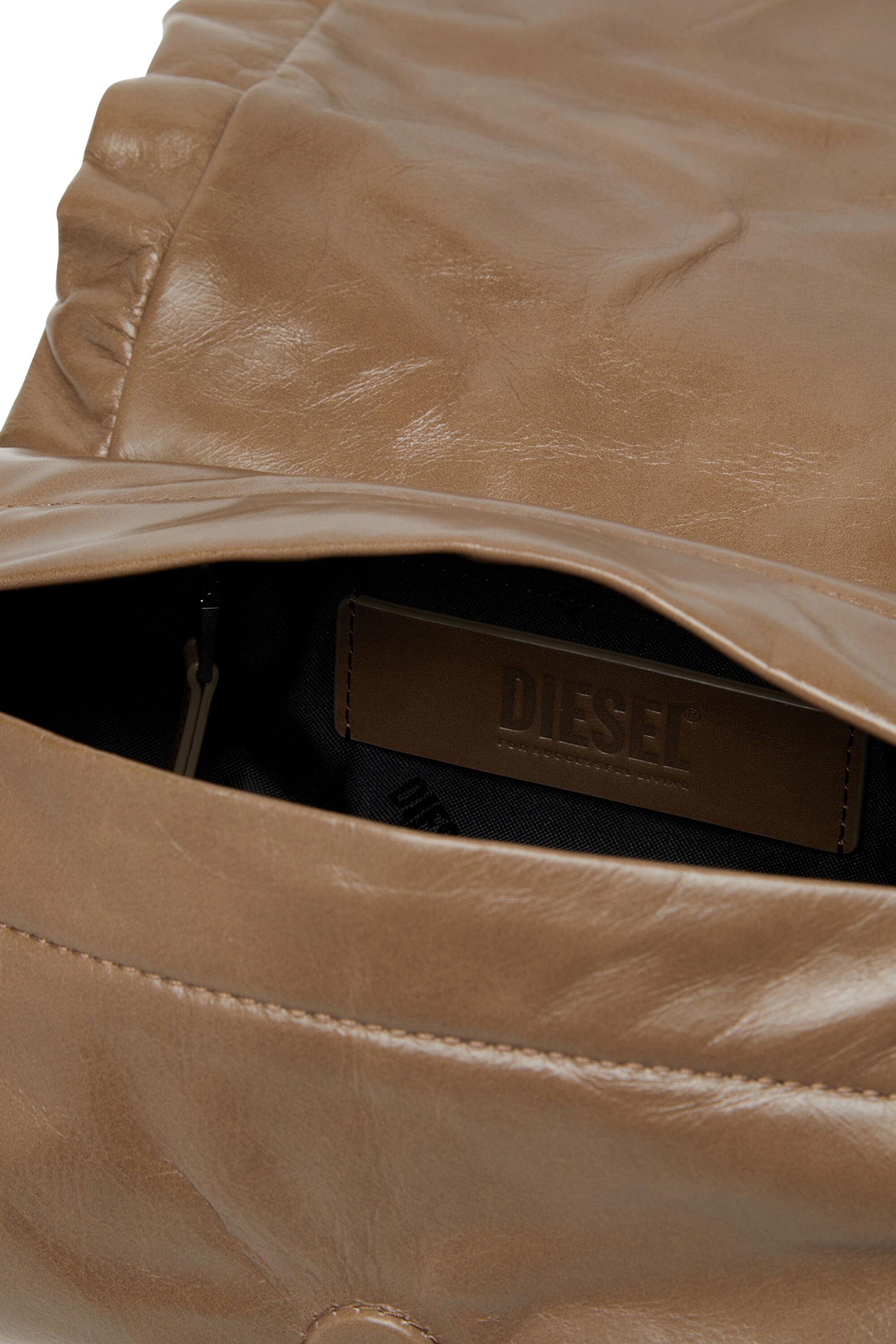 Diesel - SCRUNCH-D SHOULDER S, Woman's Scrunch-D S-Shoulder bag in scrunched leather in Brown - 2