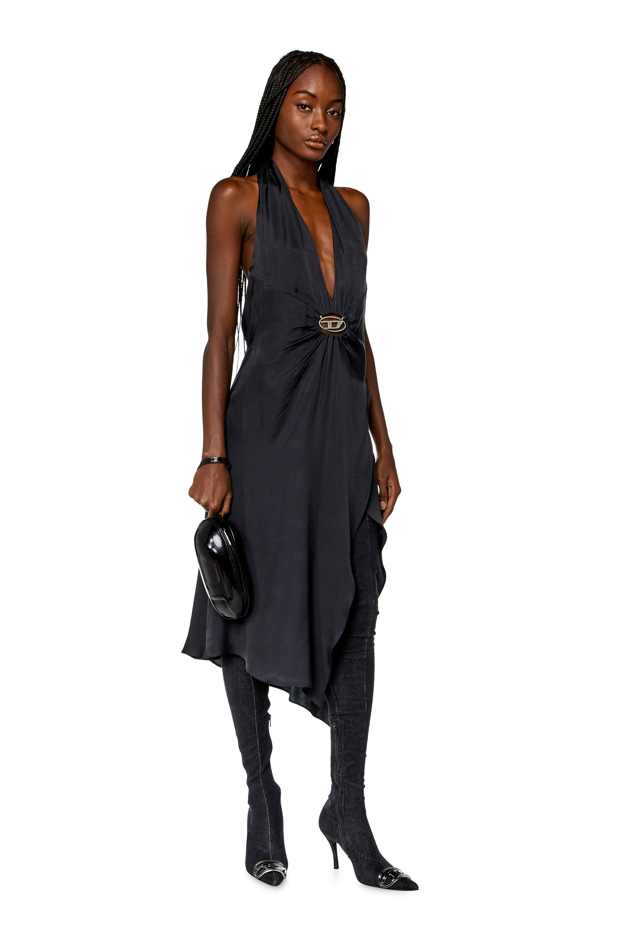 Women's Draped dress in cupro-modal satin | Grey | Diesel