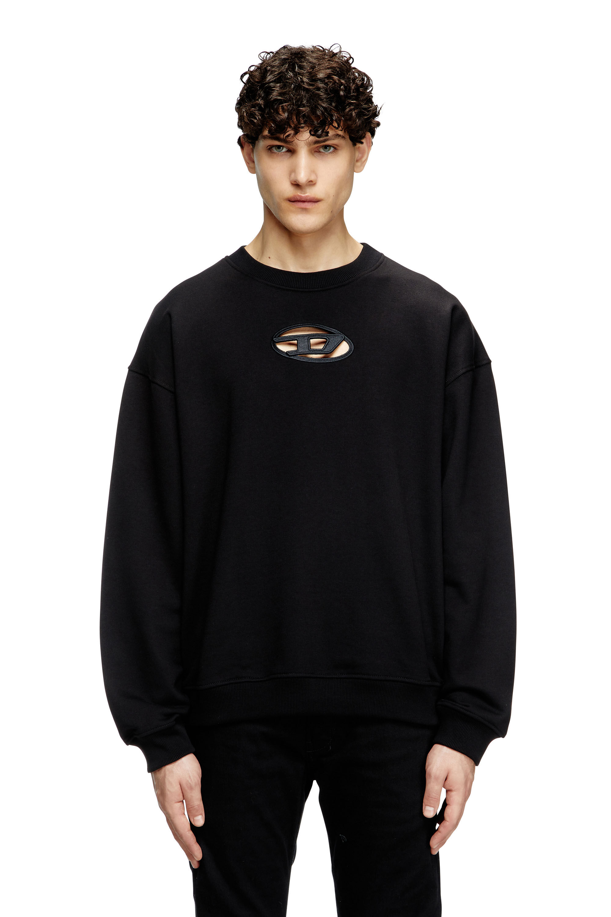 Diesel - S-BOXT-OD, Sudadera con logotipo Oval D recortado Hombre in Negro - 3