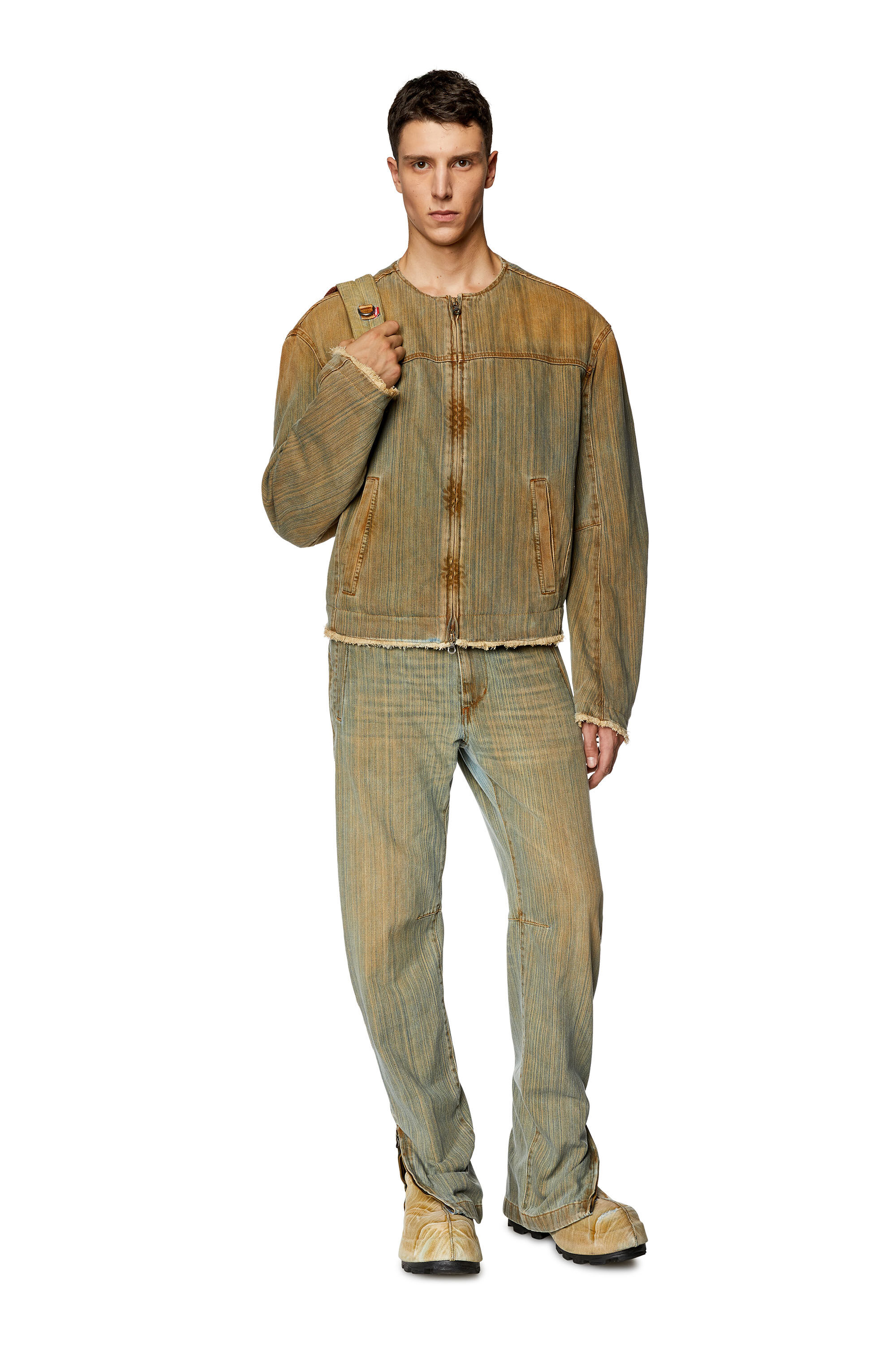 Men's Zipped jacket in streaky denim | Multicolor | Diesel