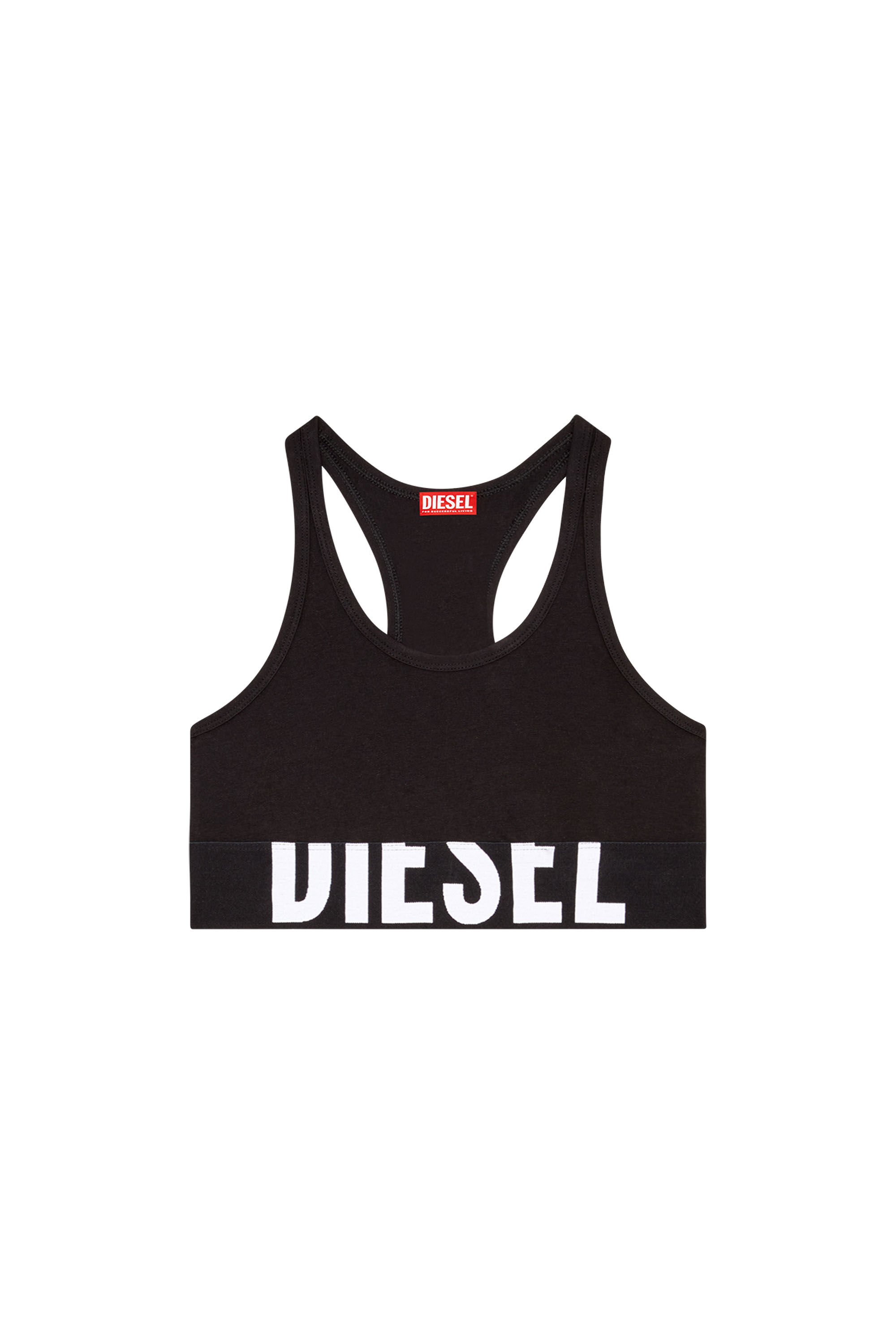 Diesel - UFSB-COTTON-RACE-BRALETTE-XL, Bralette con logotipo recortado Mujer in Negro - 4