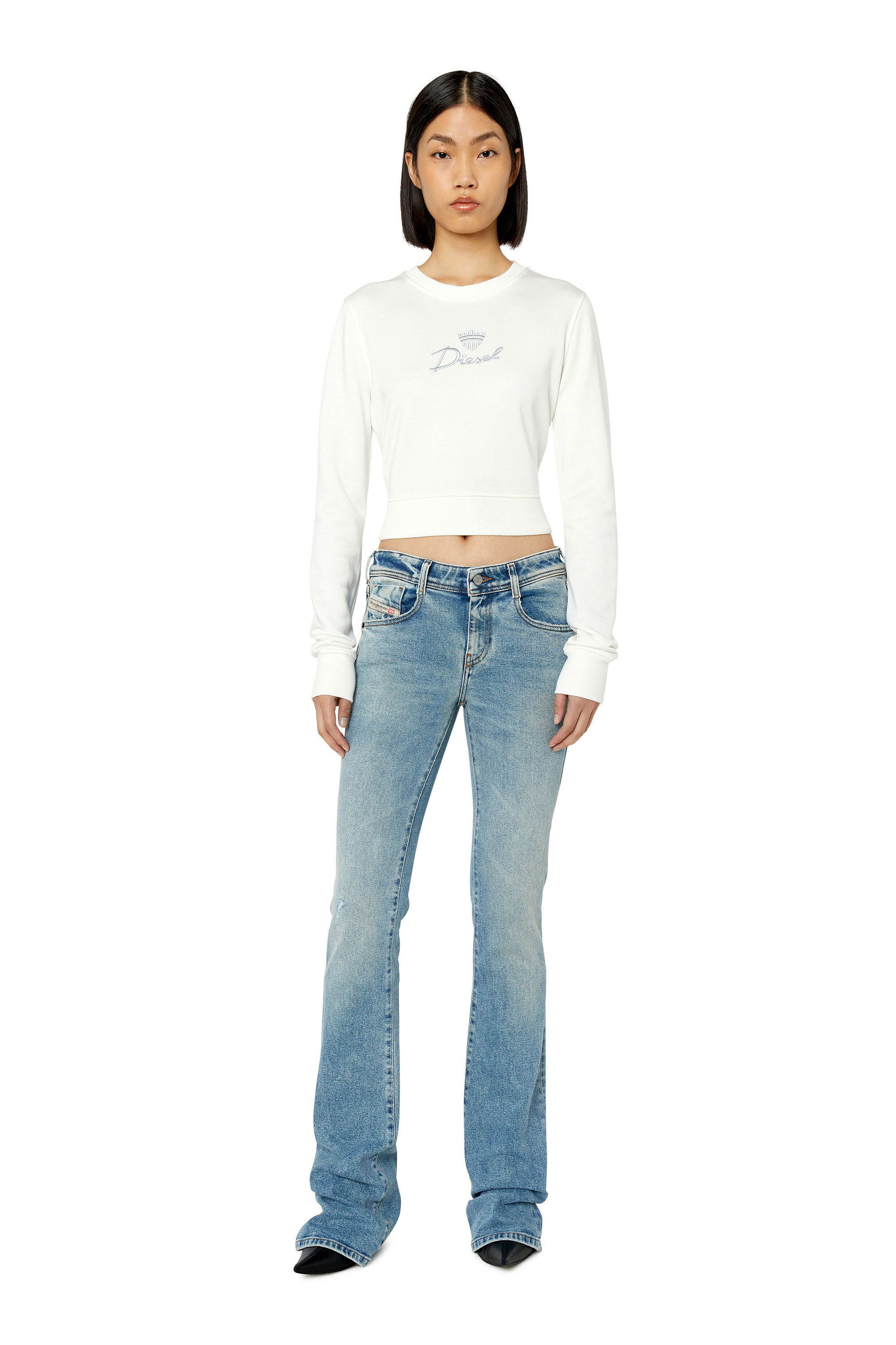 F-SLIMMY-G3 Woman: Sweatshirt with Diesel emblem embroidery F-SLIMMY-G3 Woman: Sweatshirt with Diesel emblem embroidery