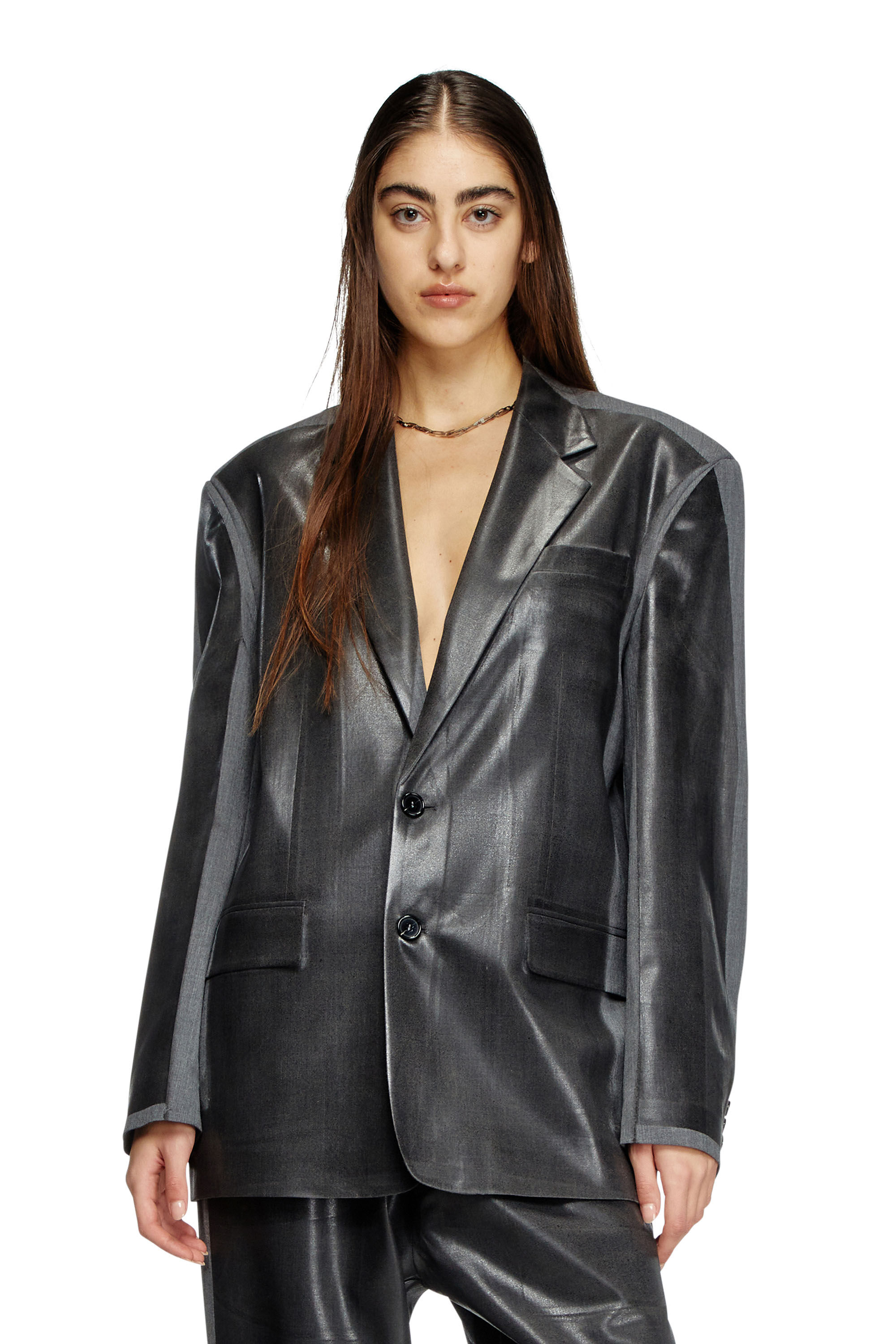 『3年保証』 coated with blazer Oversized Women's front Diesel | Black | ジャケット・アウター