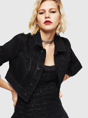 Trucker jacket with strass yokes