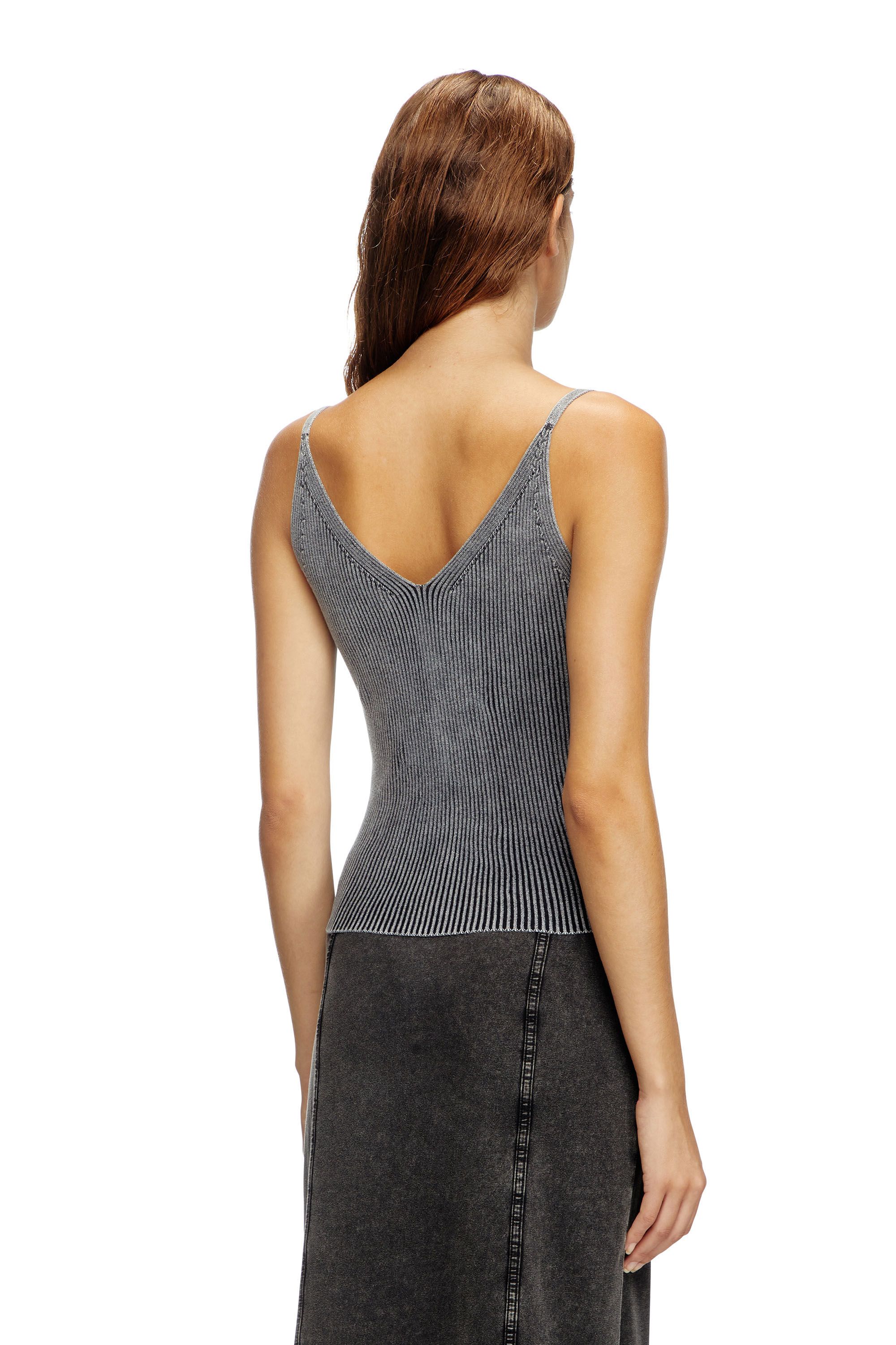 Diesel - M-MELLY, Woman's Knit tank top with denim cargo pockets in Dark grey - 5