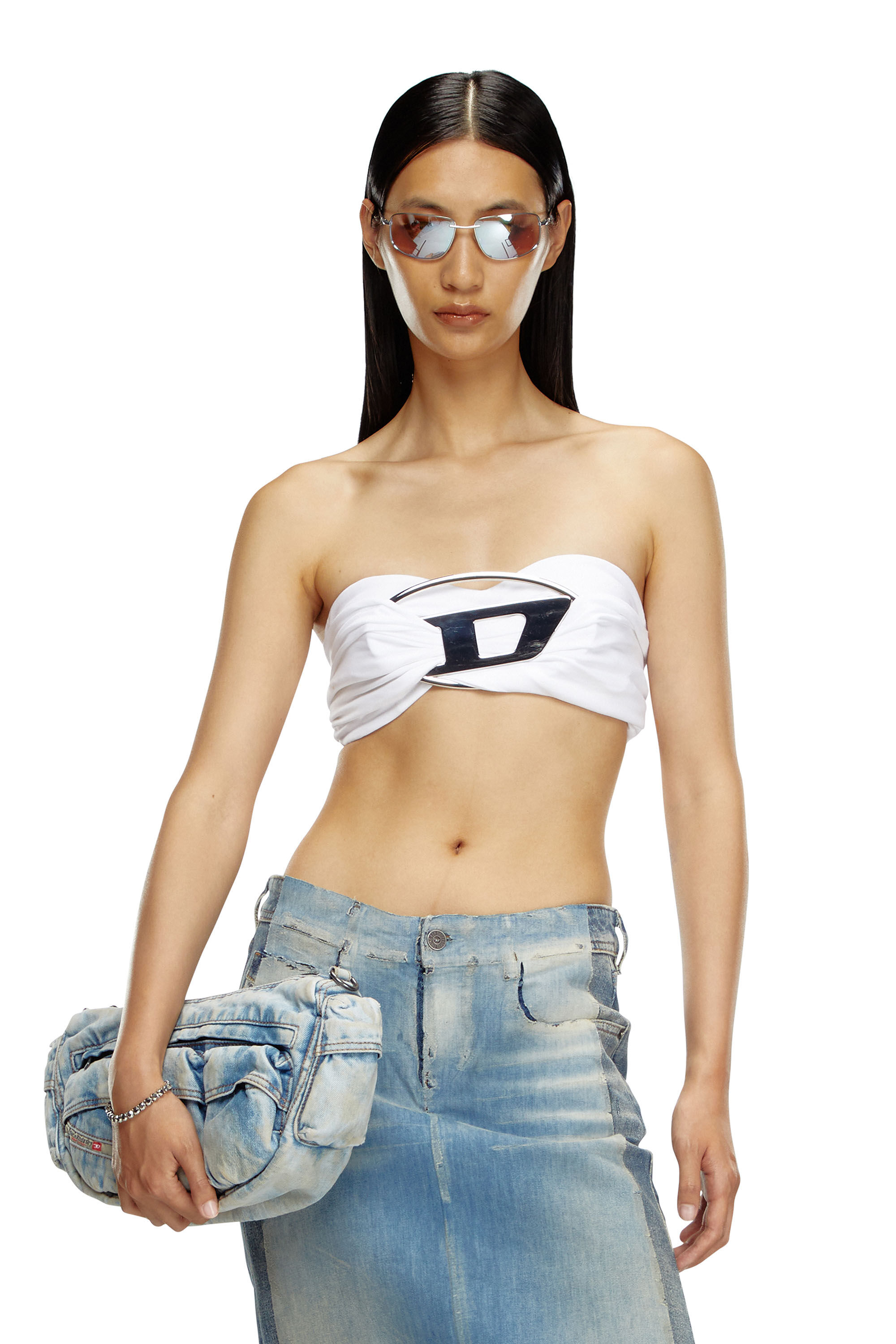 Women's Tube top with giant logo plaque | White | Diesel