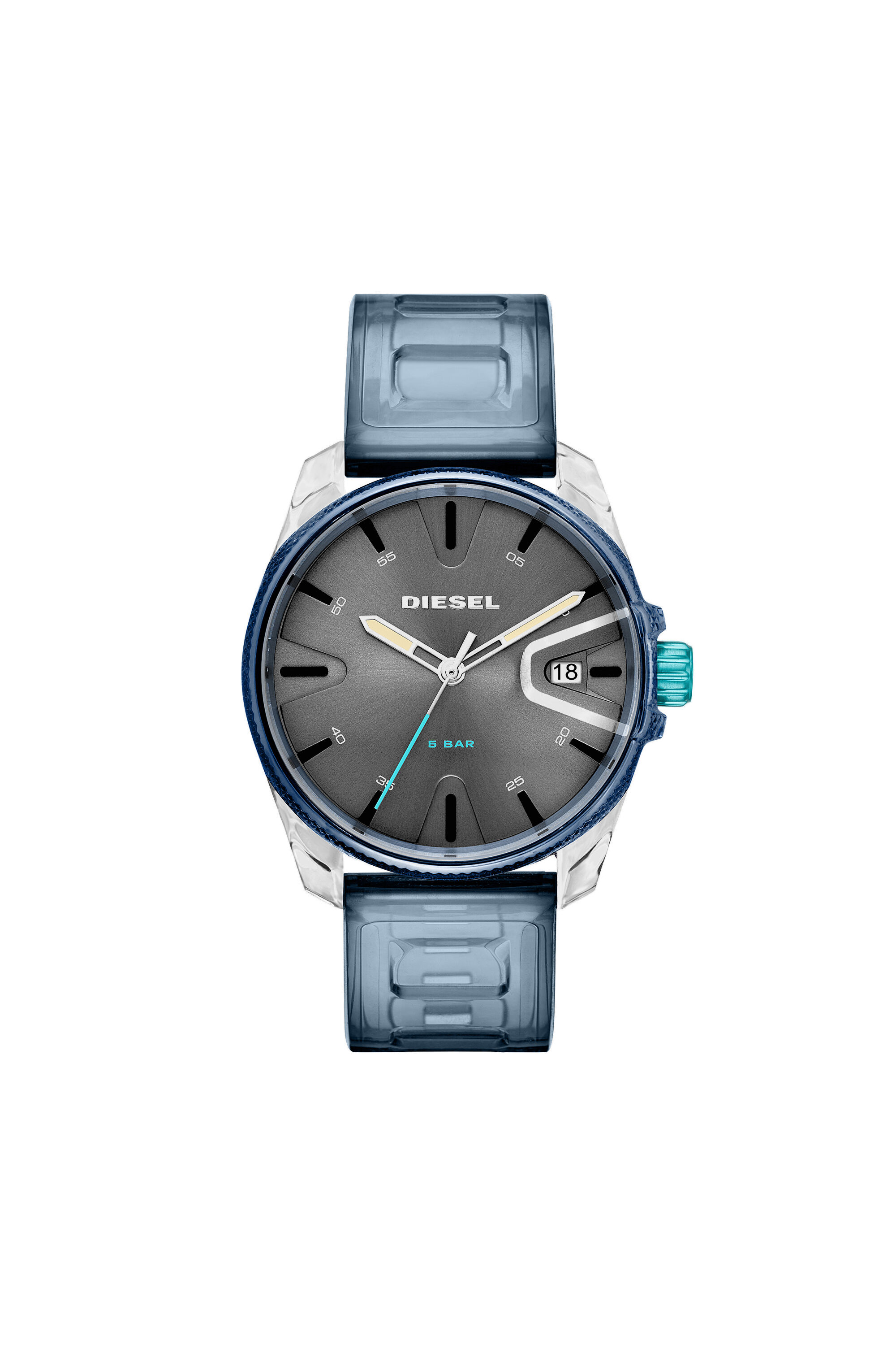 Ms9 three-hand watch in blue silicone