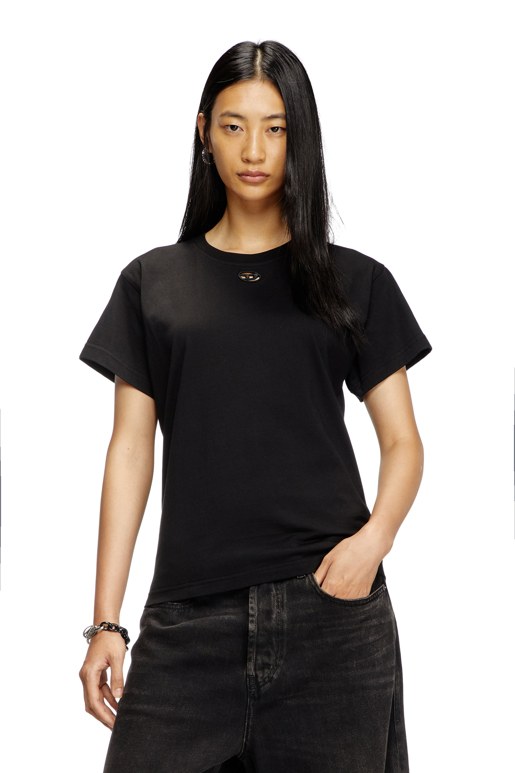 Diesel ウィメンズ Tシャツ ウォーターカラー ハートD リブ T