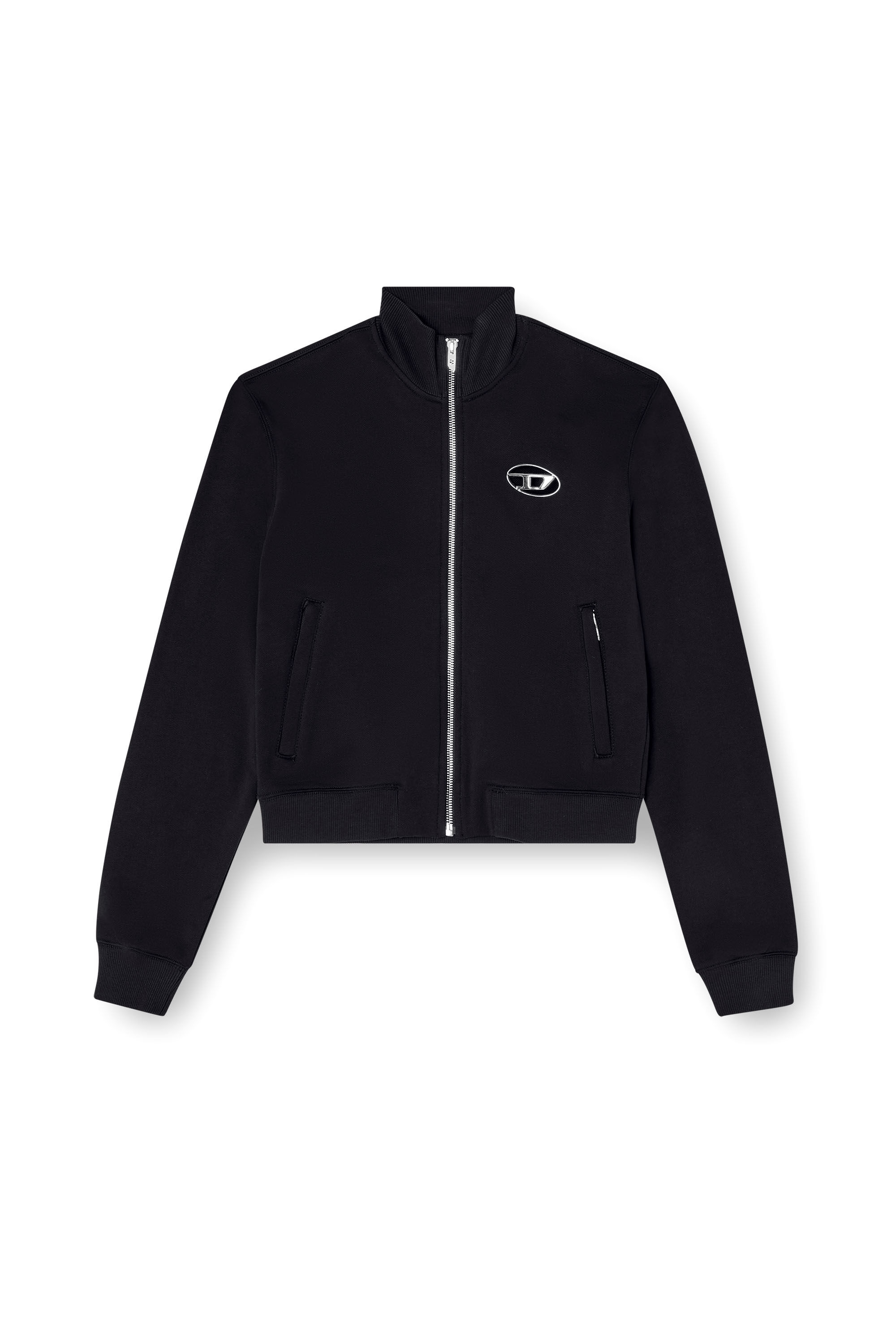 Diesel - F-FLACIN, Woman's Zip-up sweatshirt with cut-out logo in Black - 2