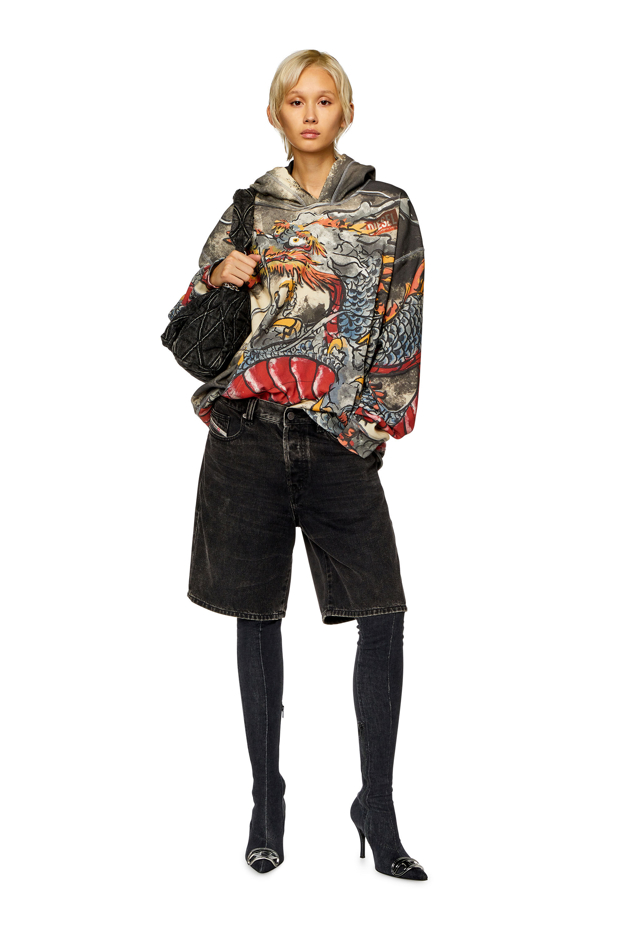 Women s Hoodie with Dragon print Multicolor Diesel
