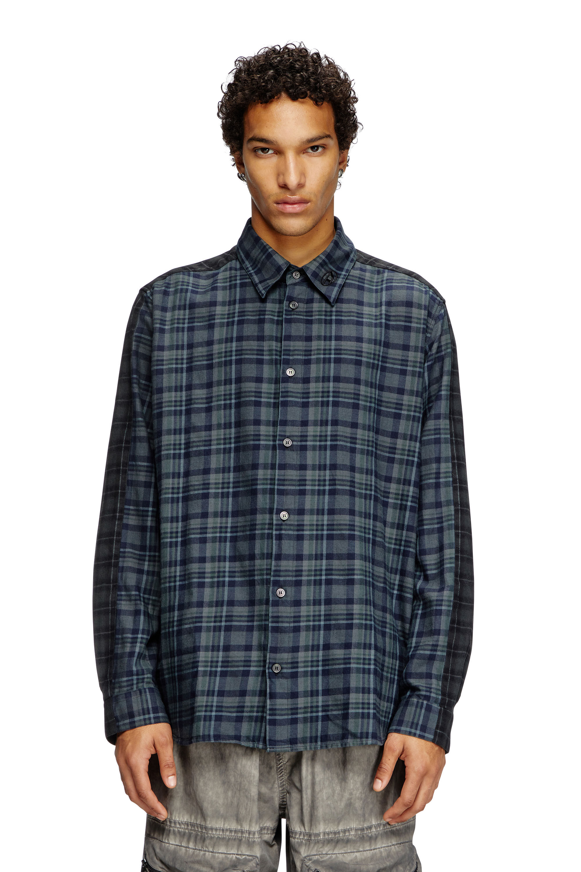Men's Spliced check flannel shirt | Multicolor | Diesel