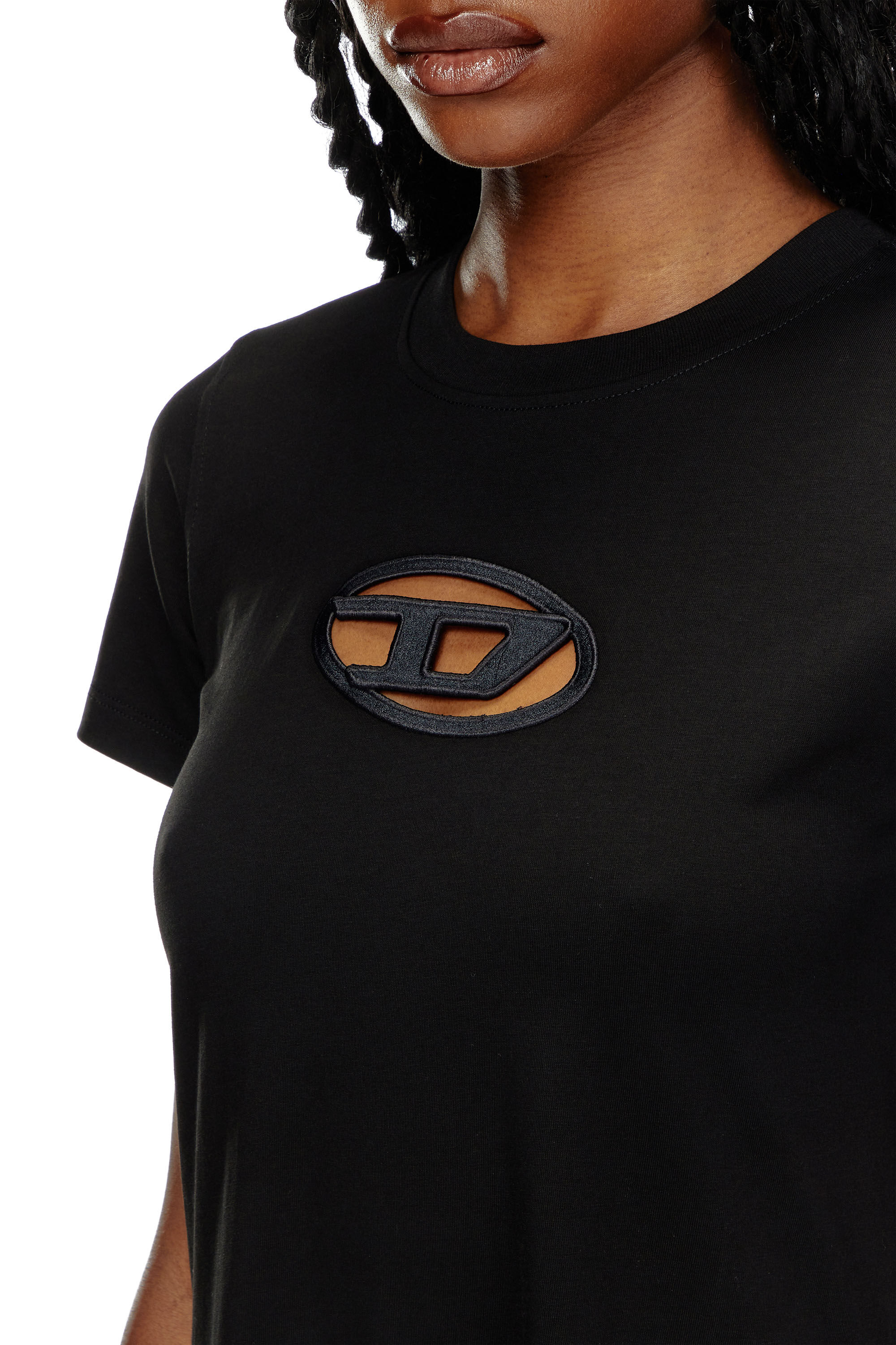 Women's T-shirt dress with embroidered D | Black | Diesel