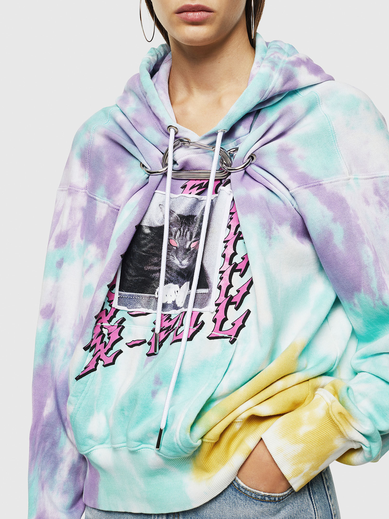 F-ALBYHOOK-B Woman: Tie-dye hoodie with hook detail | Diesel