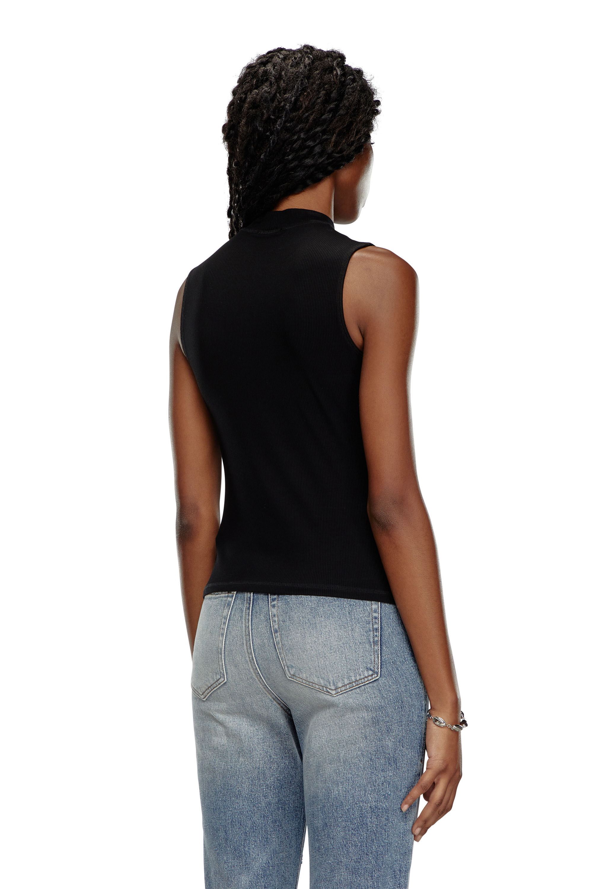 Women's Ribbed tank top with mock neck | Black | Diesel