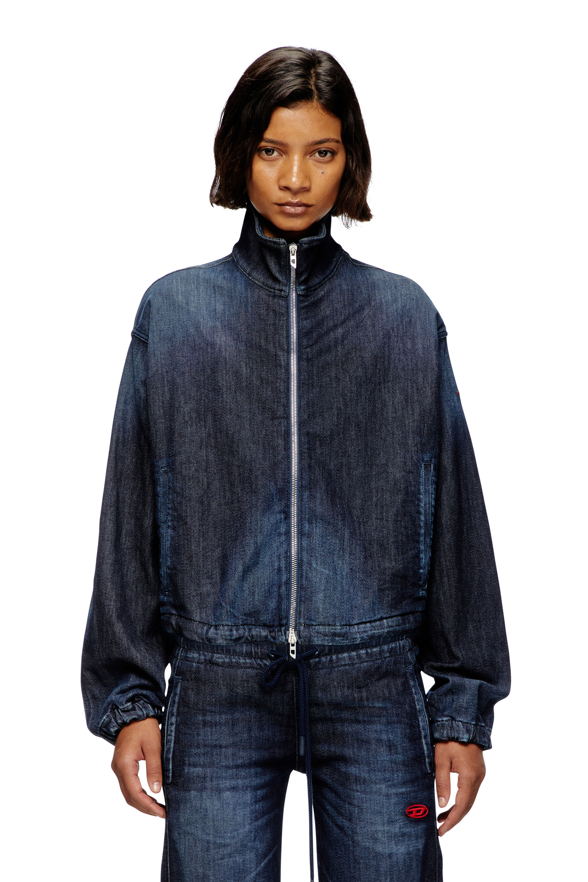 Diesel - DE-SANDERZ JOGG, Chaqueta de JoggJeans con cuello alto Mujer in Azul marino - 3